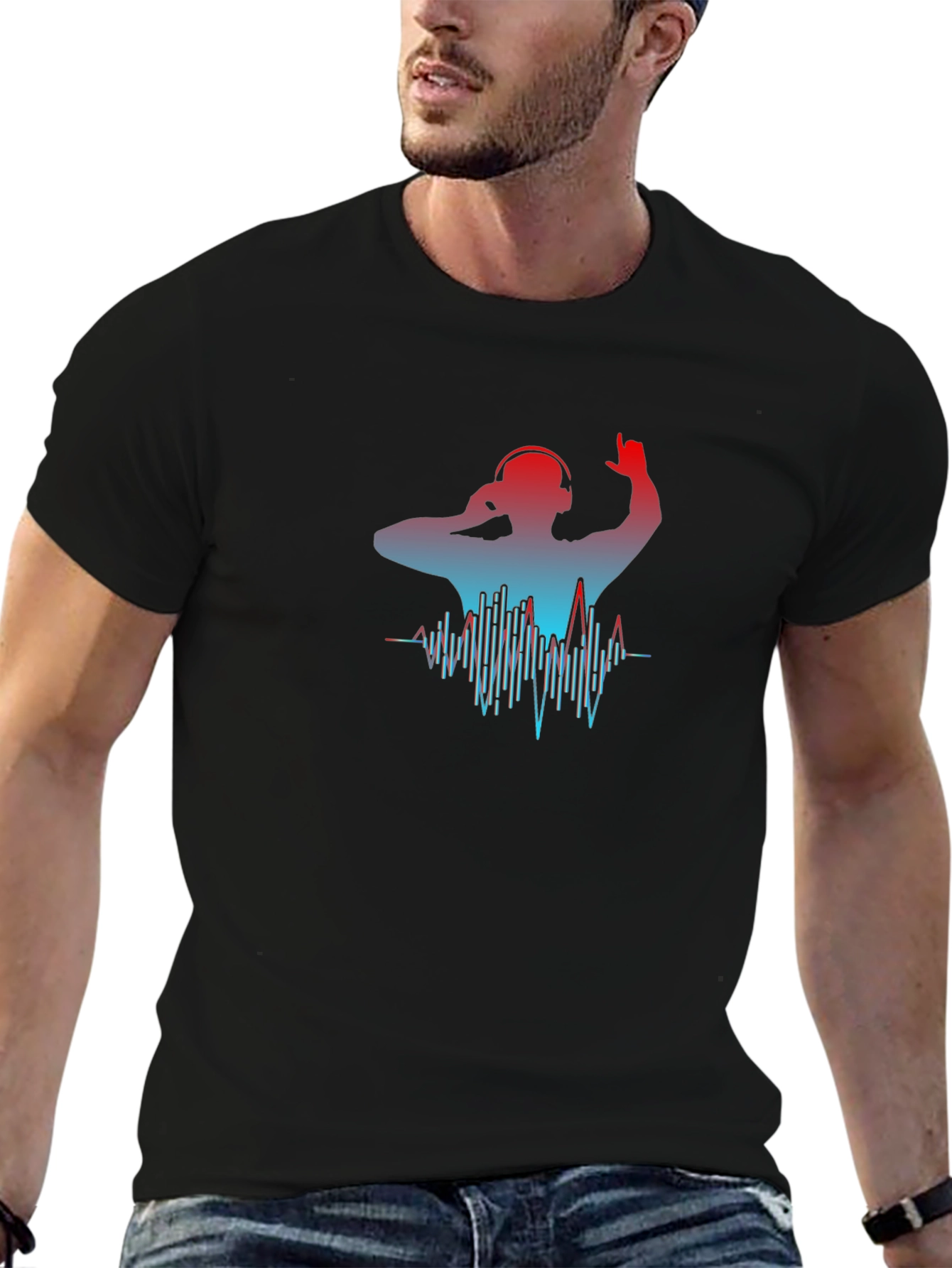 DJ Graphic Tee - Black Cotton Blend