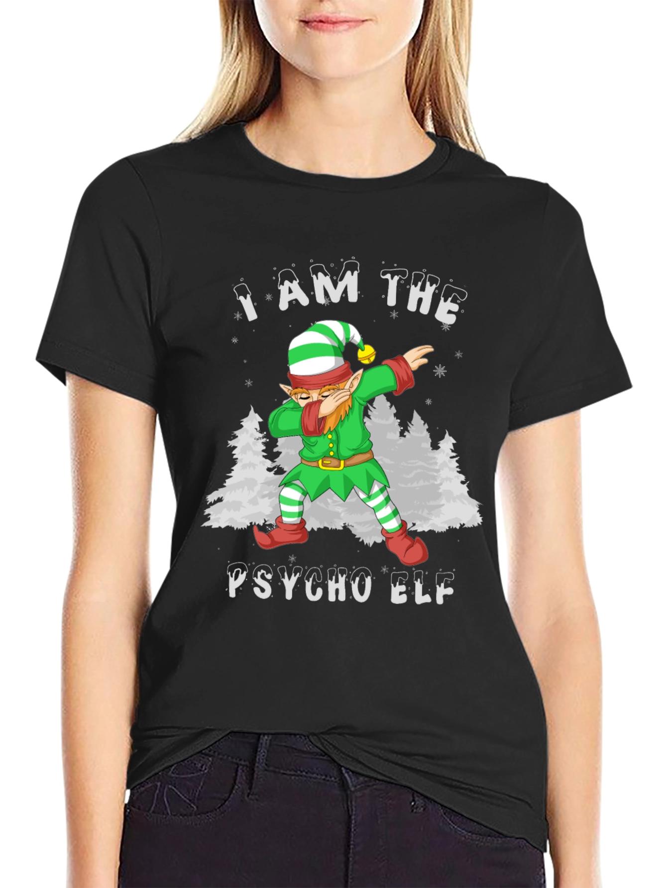 Psycho Elf Dabbing Christmas T-Shirt