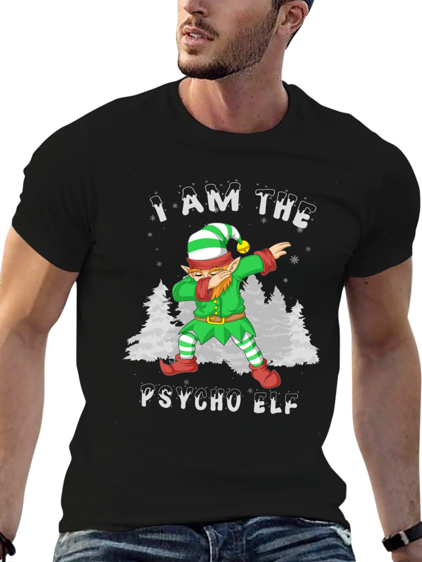 Psycho Elf Dabbing Christmas T-Shirt