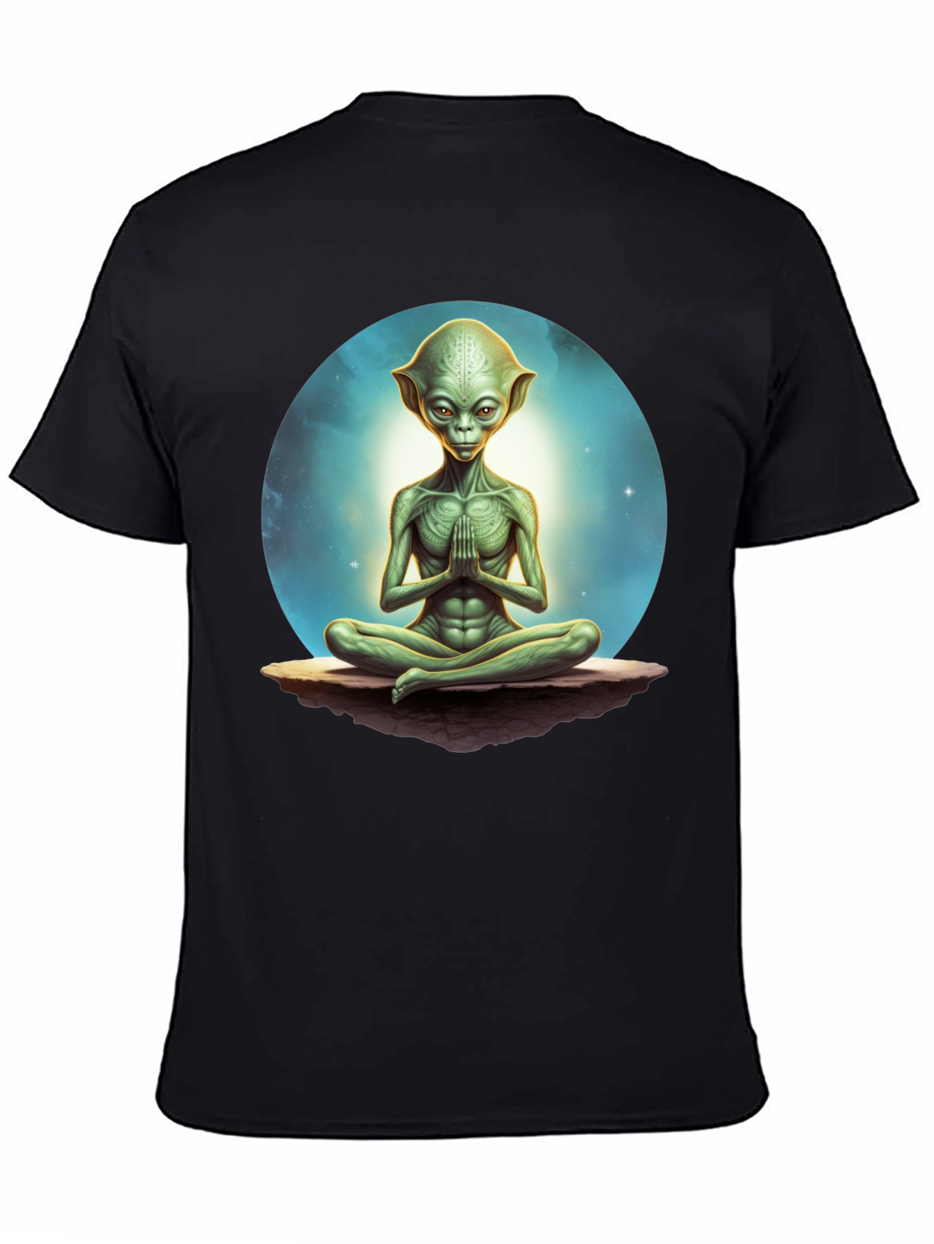 Meditating Alien Graphic Tee - Black