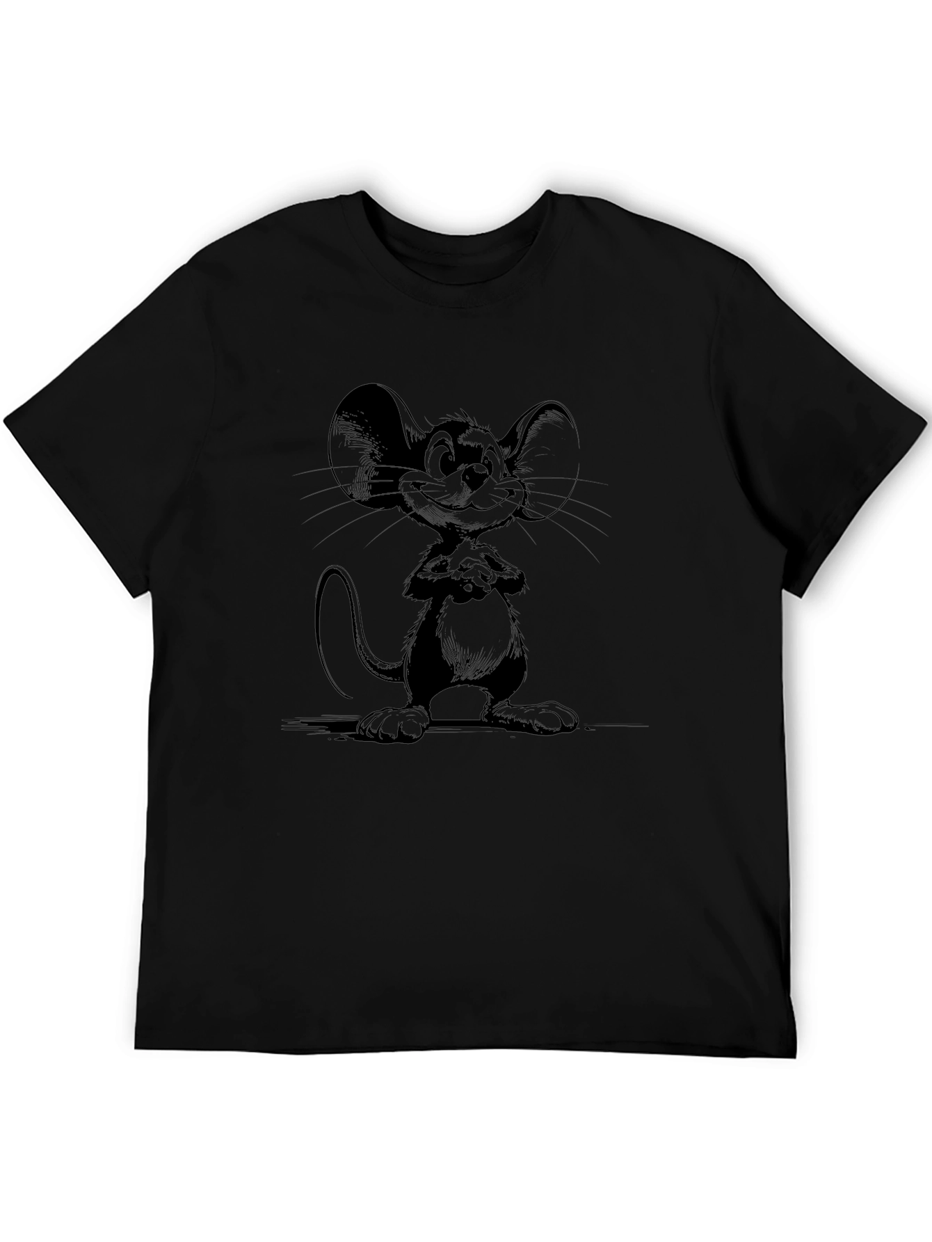 Cartoon Mouse Graphic Black T-Shirt