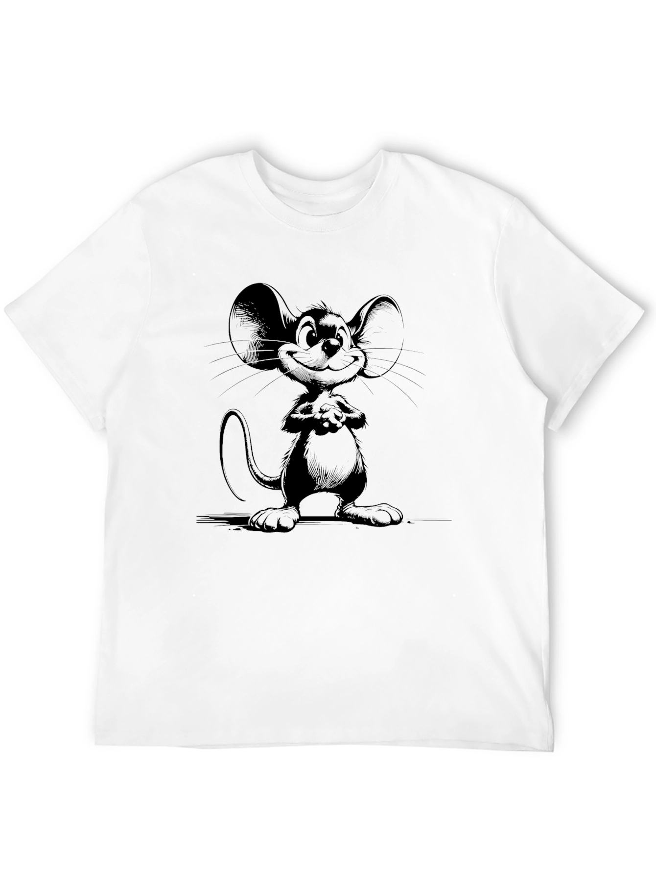 Cartoon Mouse Graphic Black T-Shirt