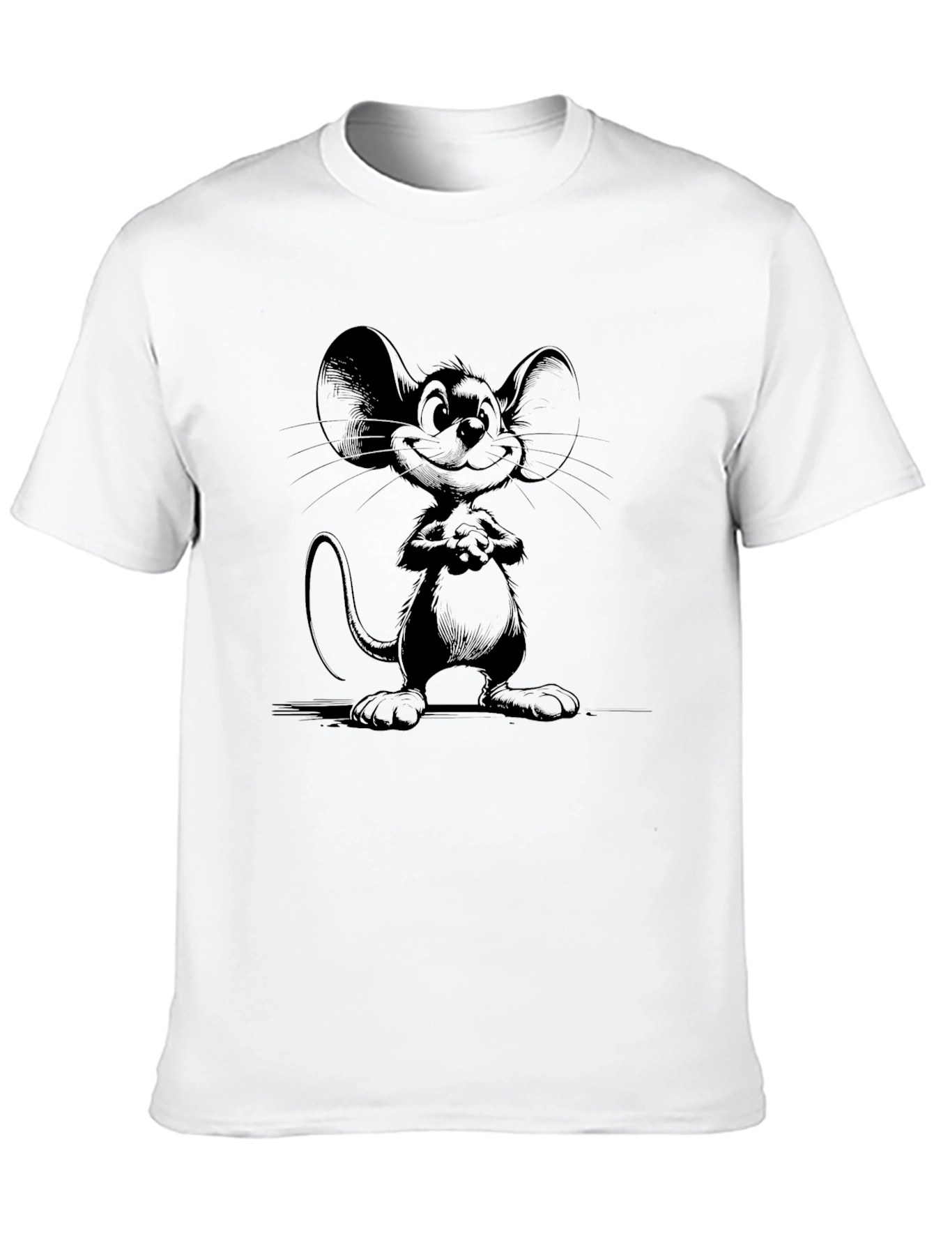 Cartoon Mouse Graphic Black T-Shirt
