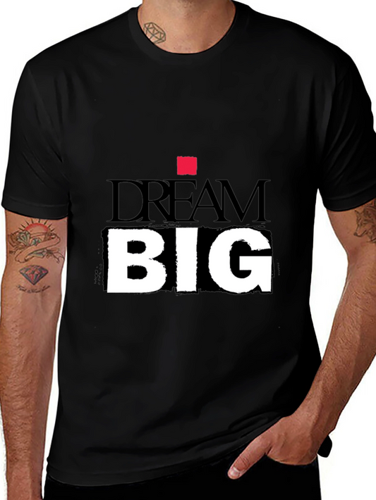 Dream Big Graphic Tee - Black Short Sleeve Cotton Shirt