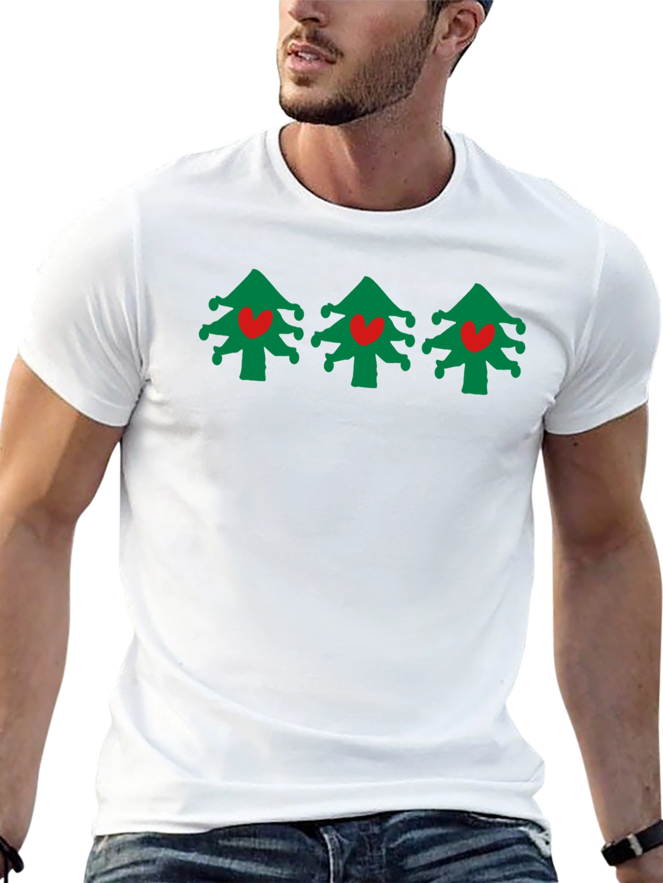 Festive Christmas Tree Heart T-Shirt
