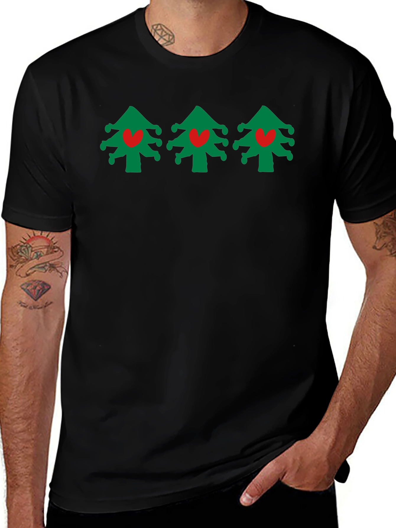 Festive Christmas Tree Heart T-Shirt