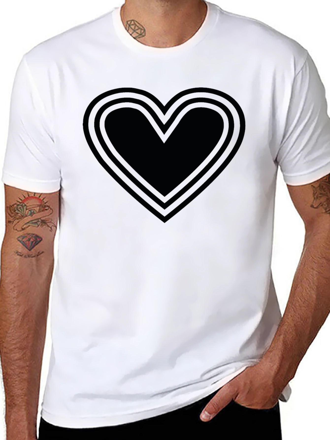 Black Heart Outline Graphic T-Shirt