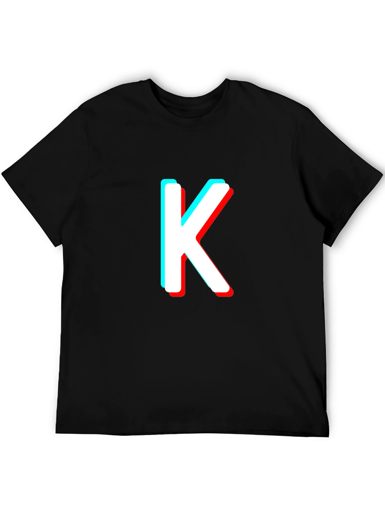 Retro 3D Letter K Black T-Shirt