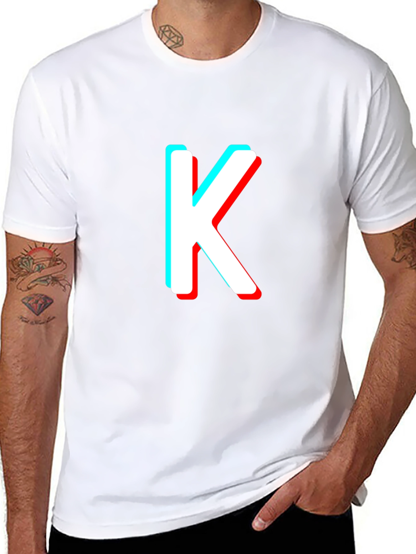 Retro 3D Letter K Black T-Shirt