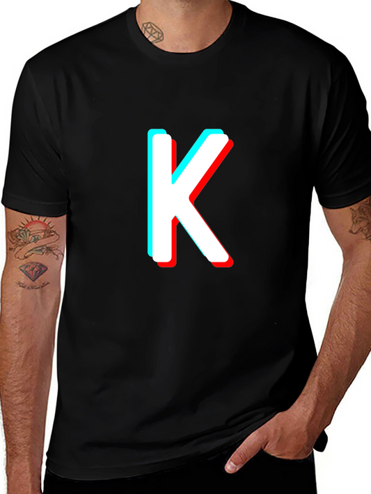 Retro 3D Letter K Black T-Shirt