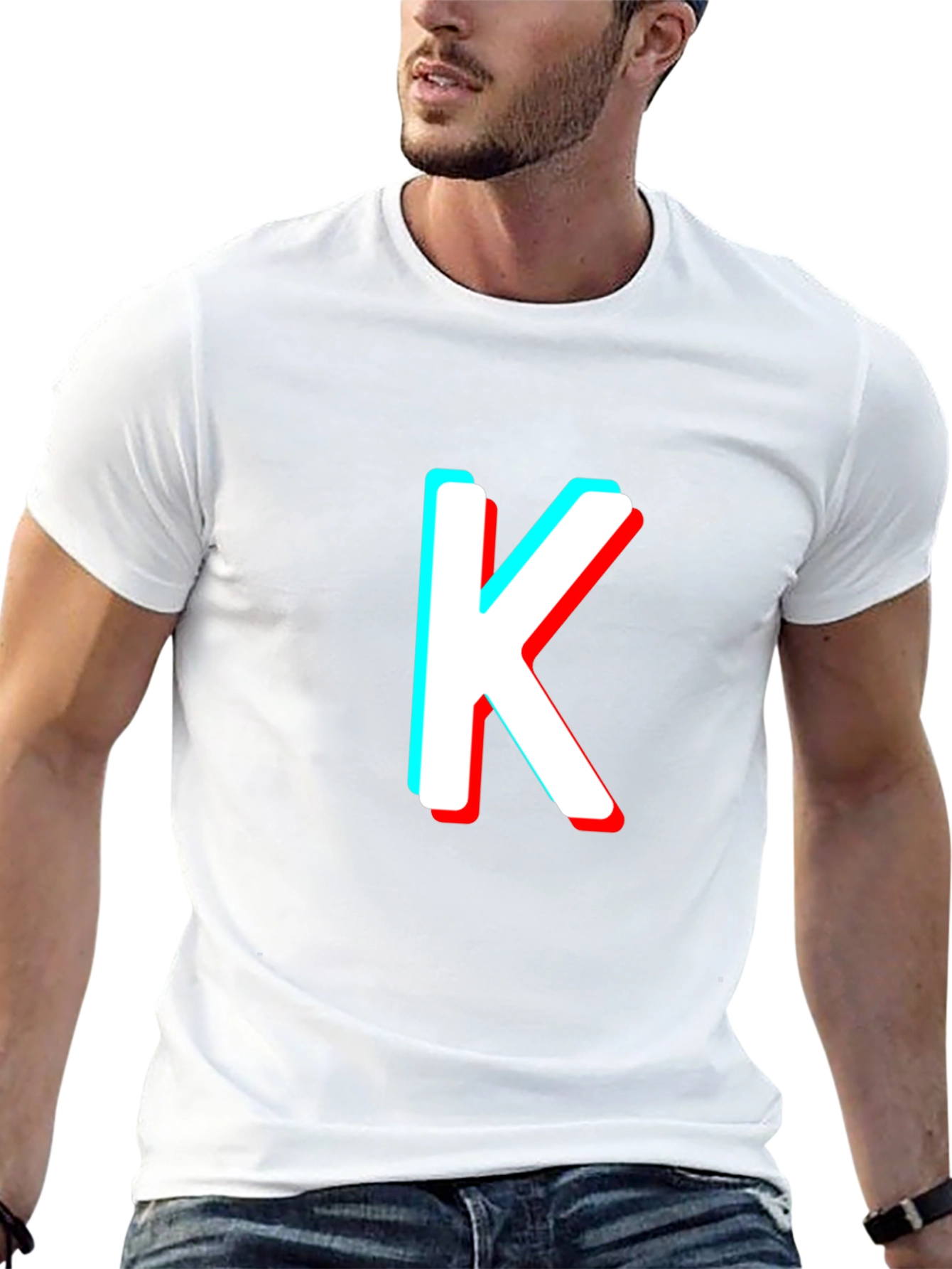Retro 3D Letter K Black T-Shirt
