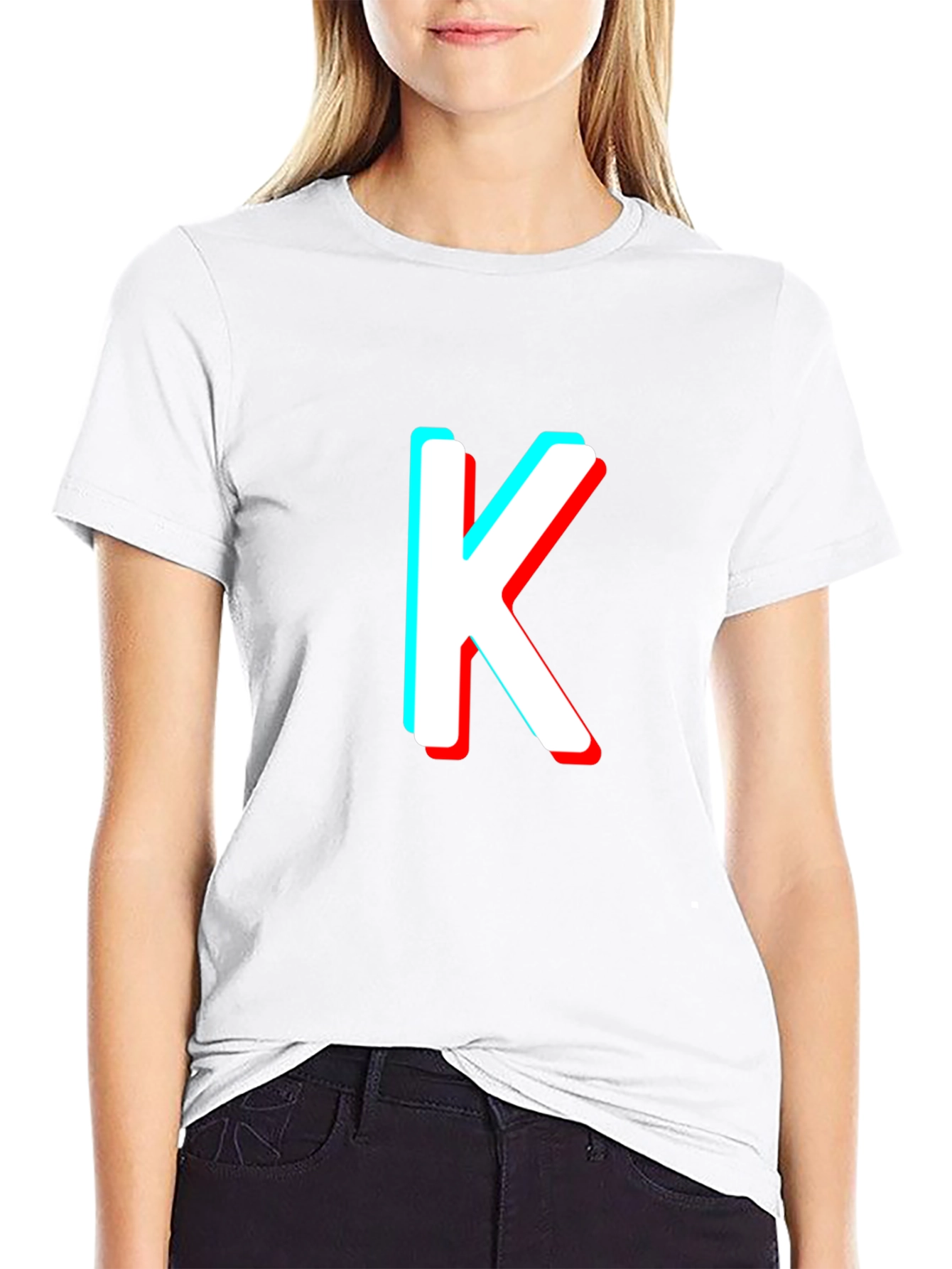 Retro 3D Letter K Black T-Shirt