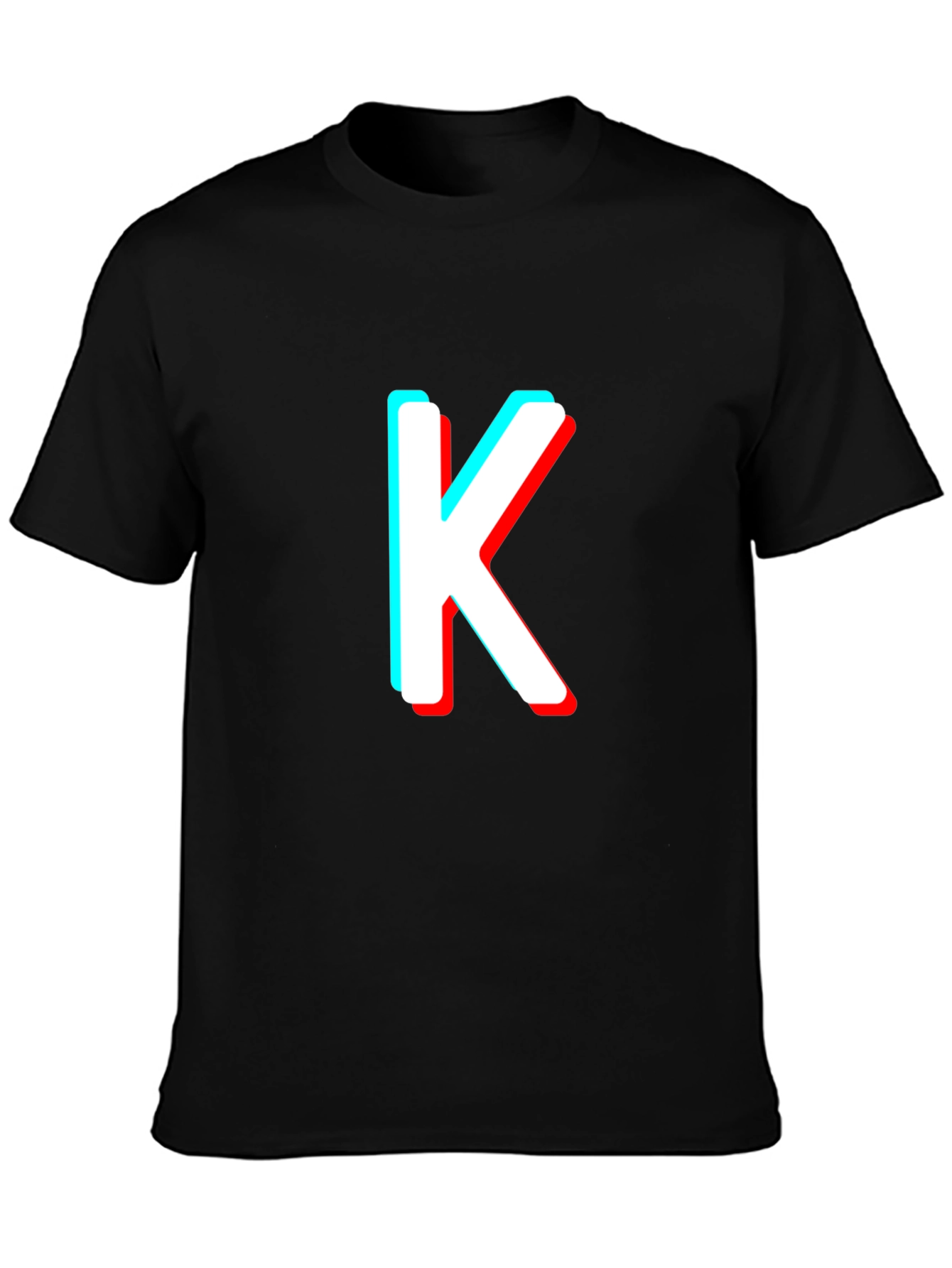 Retro 3D Letter K Black T-Shirt