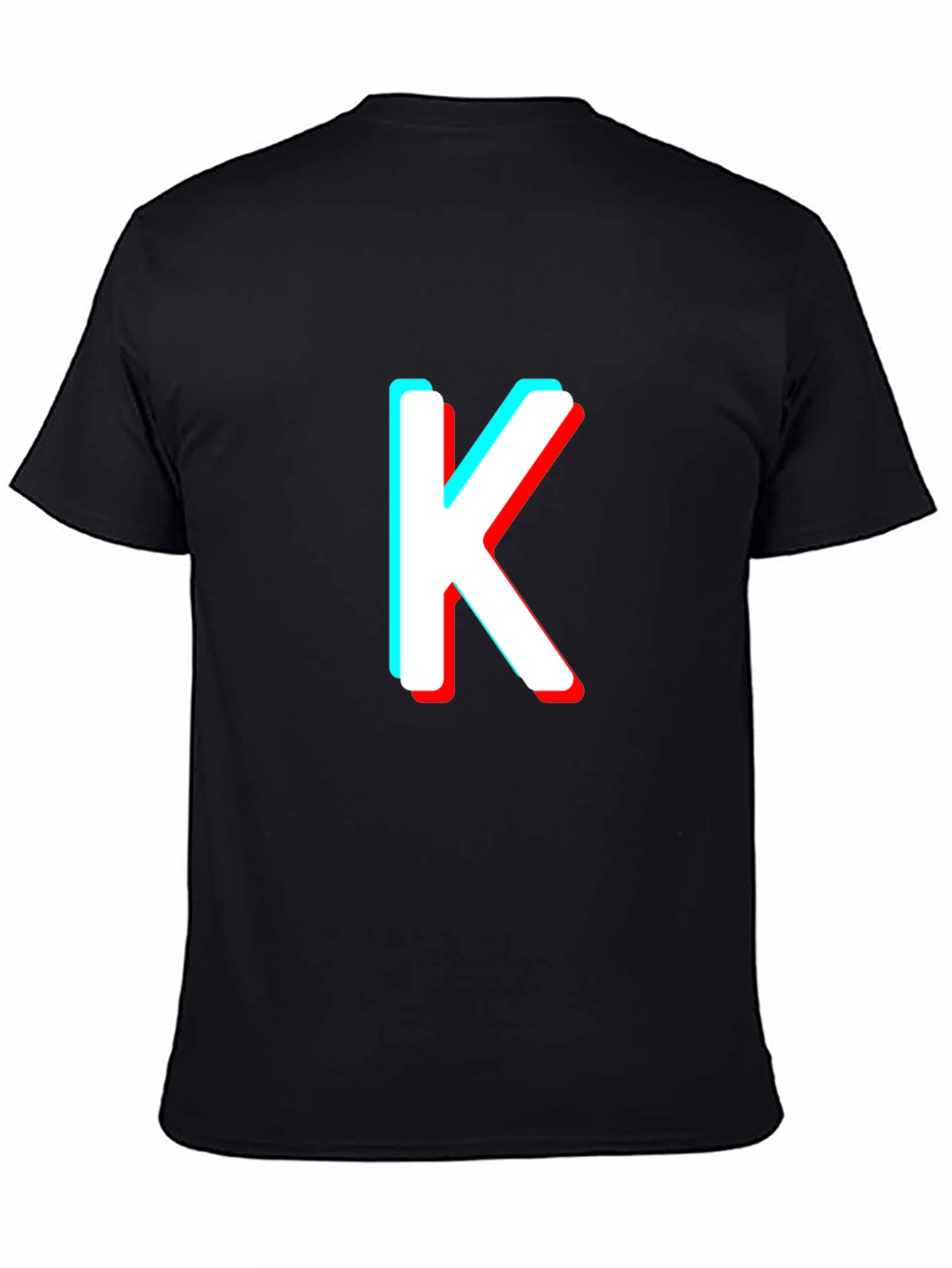 Retro 3D Letter K Black T-Shirt