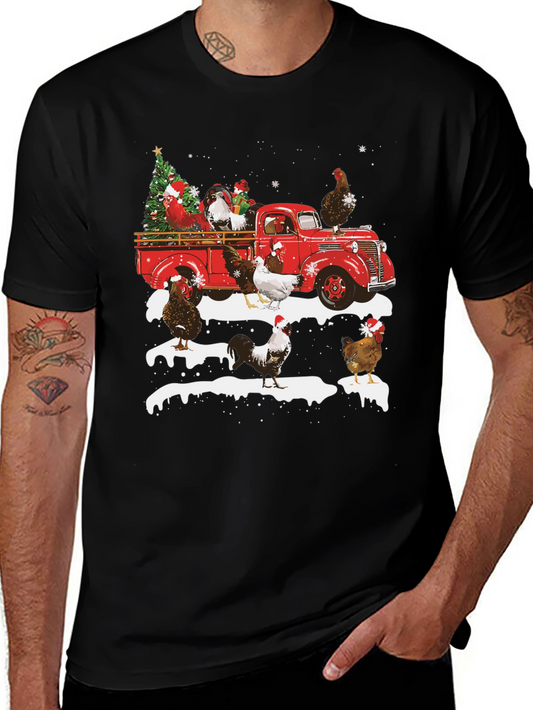 Festive Chicken Truck Graphic Tee