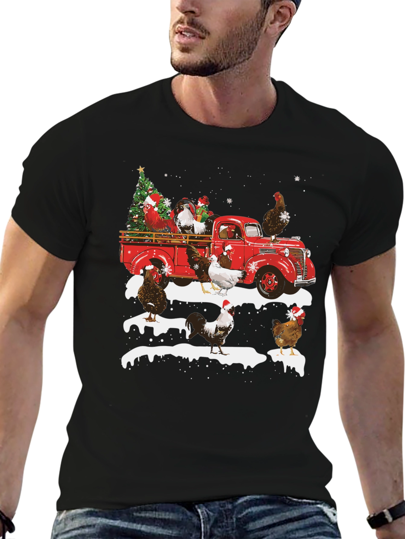 Festive Chicken Truck Graphic Tee