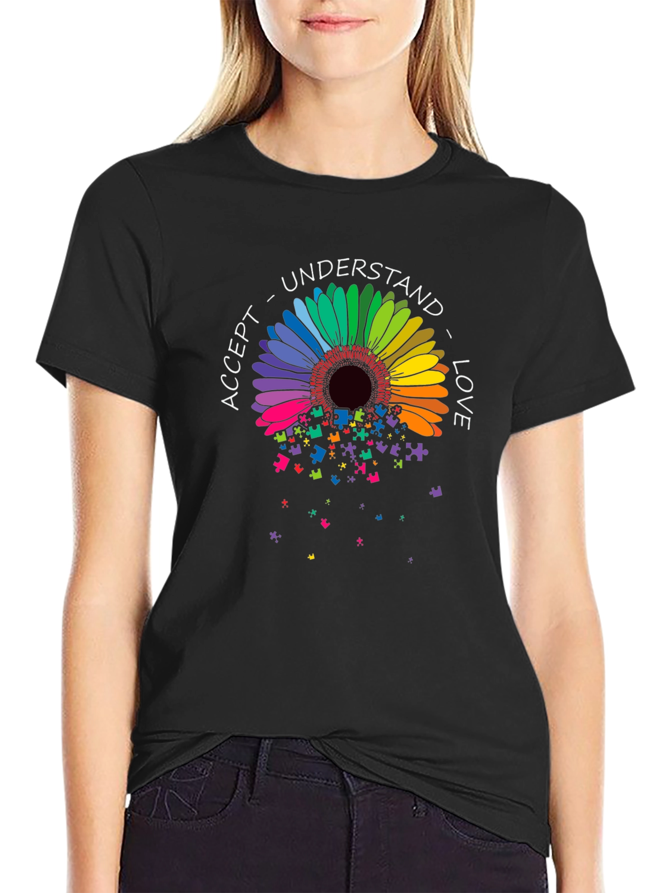 Autism Awareness Flower T-Shirt: Accept Understand Love
