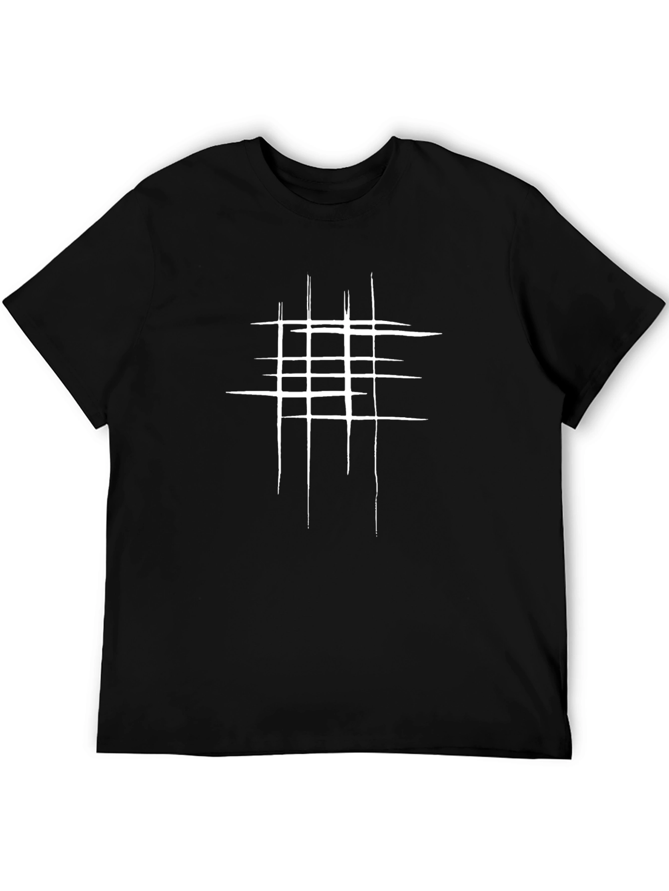 Modern Grid Graphic Tee - Black Cotton Blend