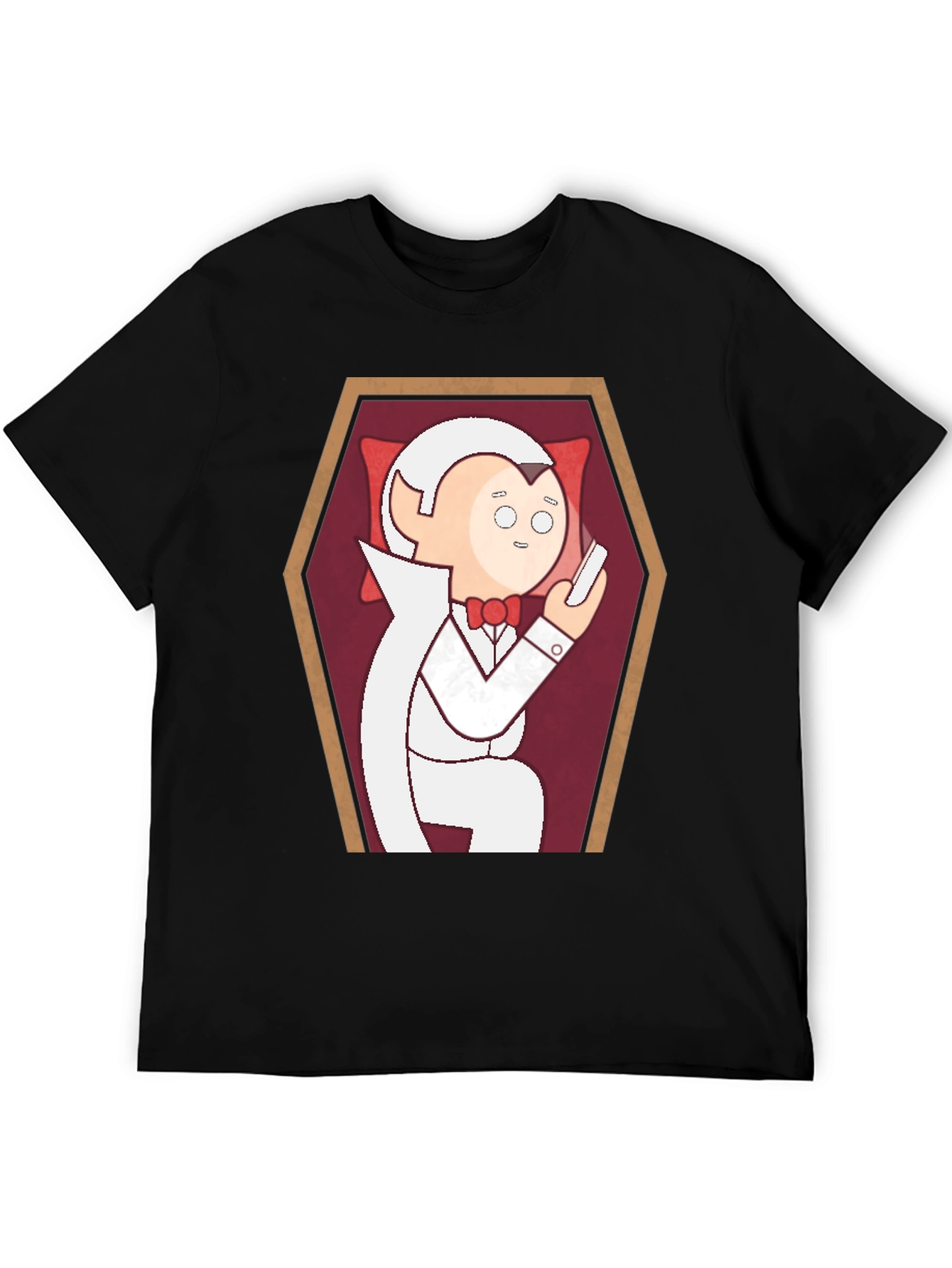Funny Cartoon Vampire in Coffin Graphic T-Shirt