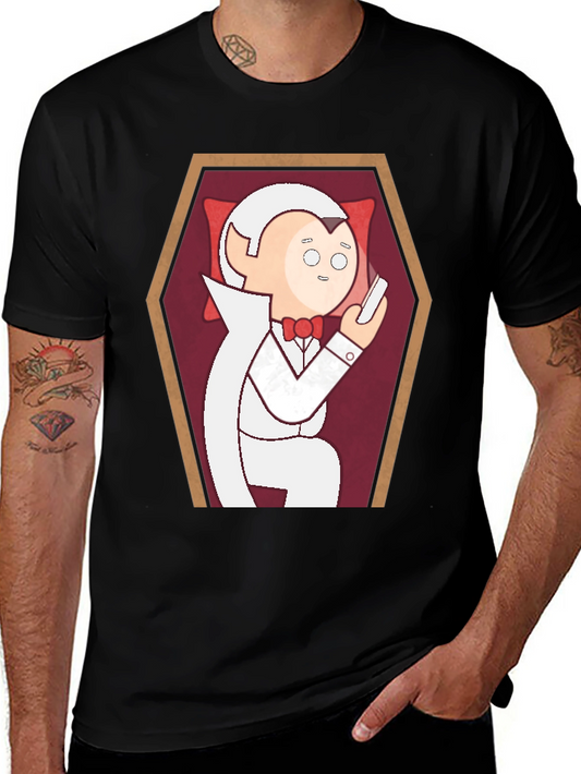 Funny Cartoon Vampire in Coffin Graphic T-Shirt