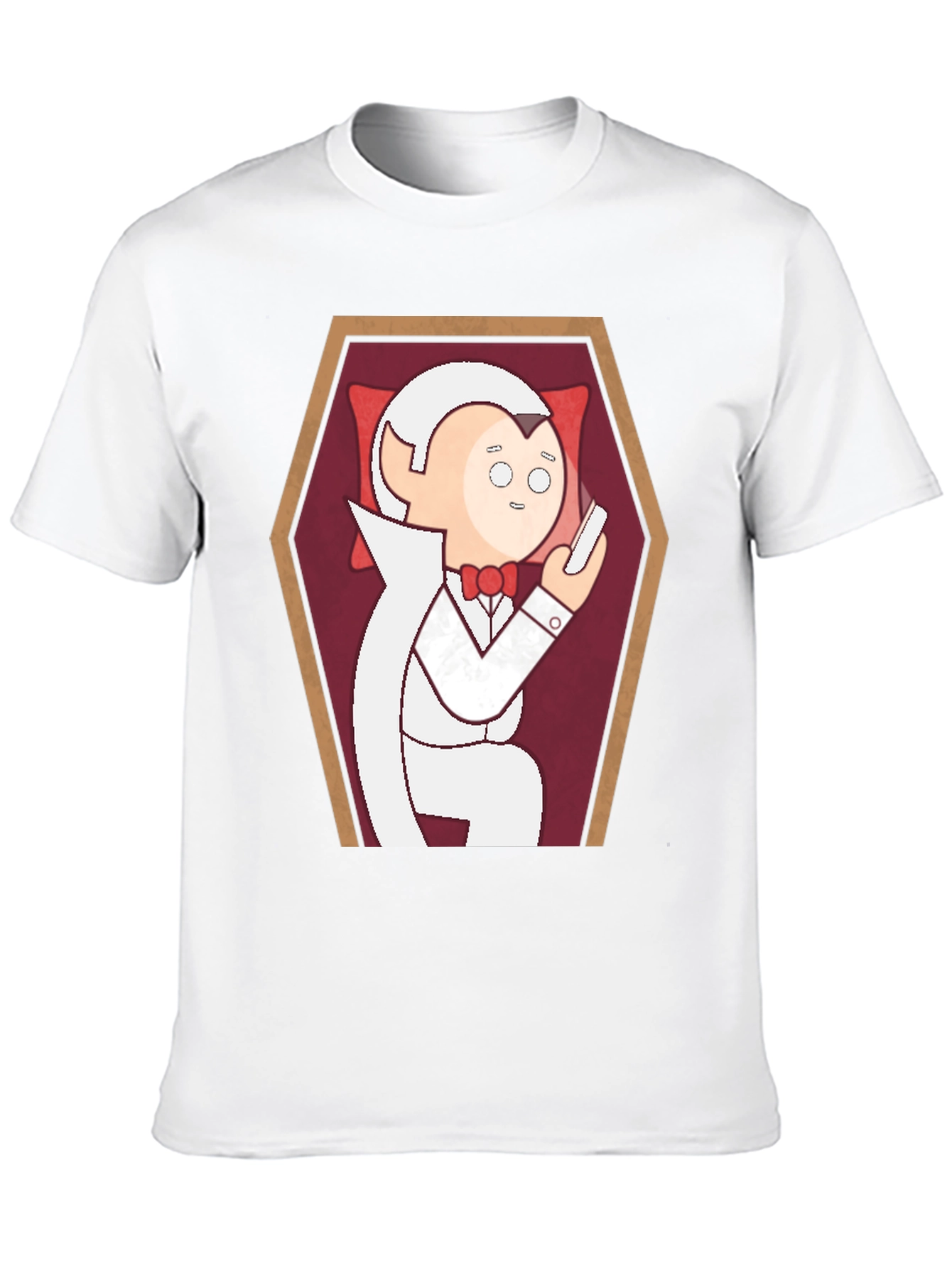 Funny Cartoon Vampire in Coffin Graphic T-Shirt