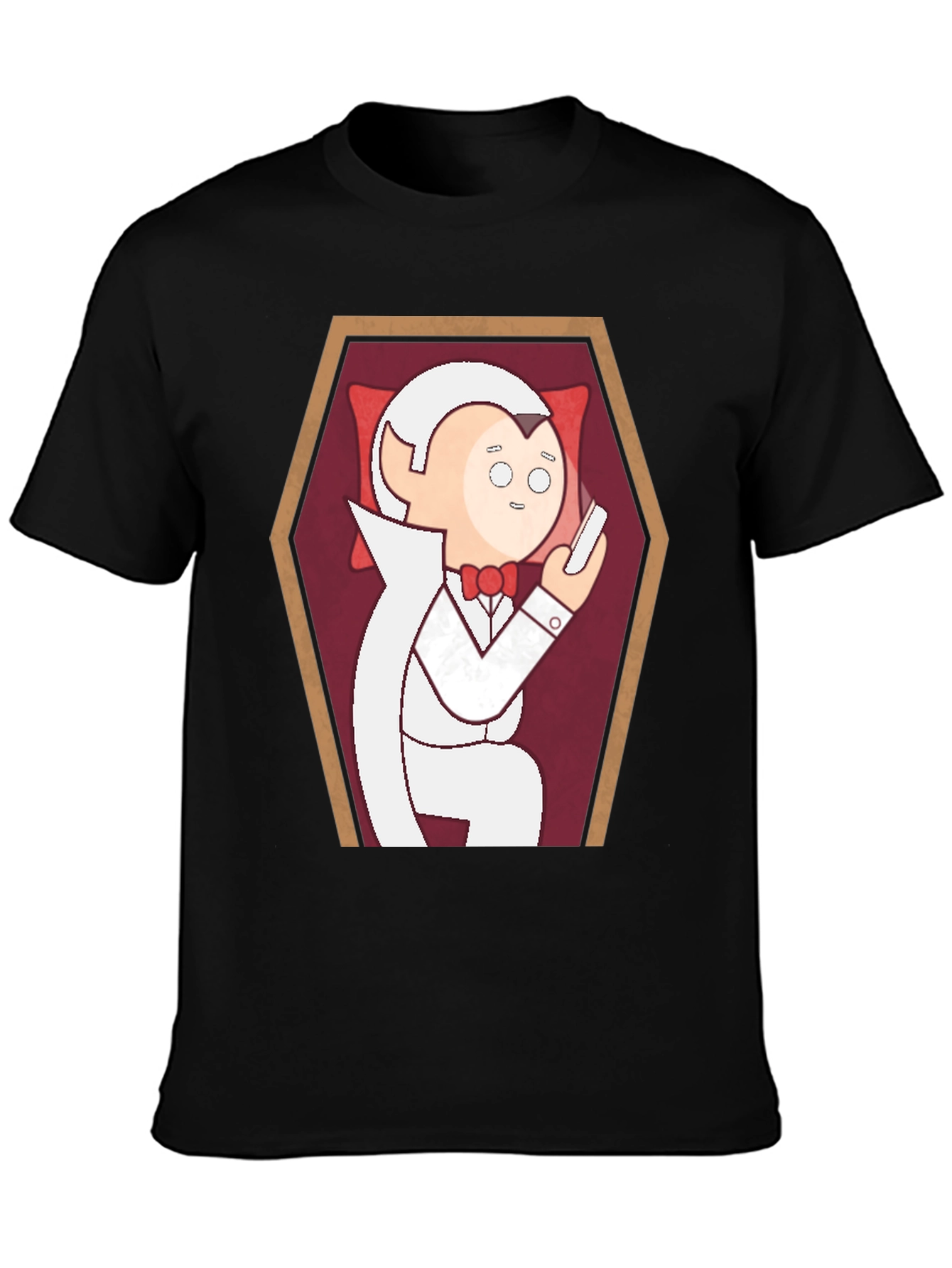 Funny Cartoon Vampire in Coffin Graphic T-Shirt