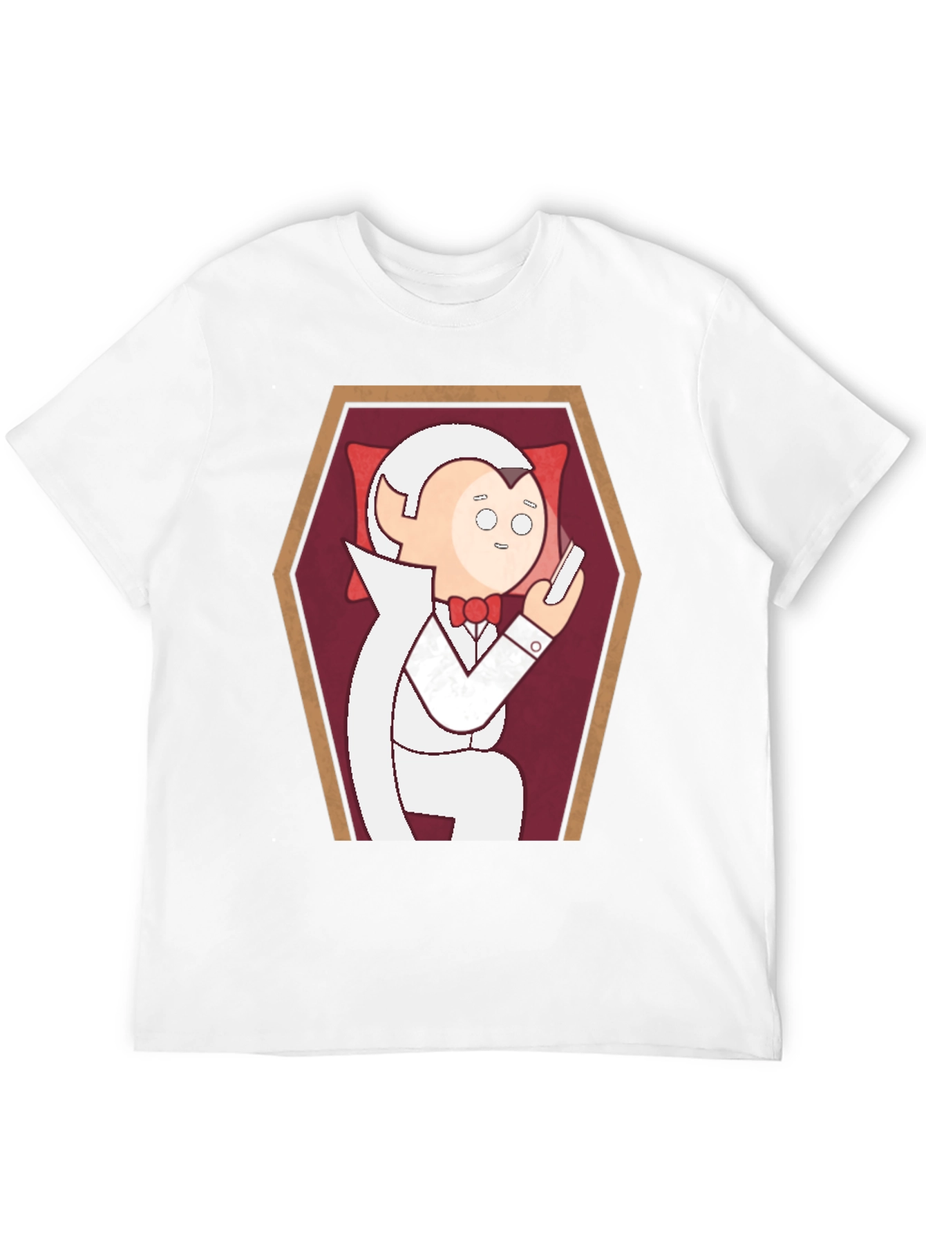 Funny Cartoon Vampire in Coffin Graphic T-Shirt