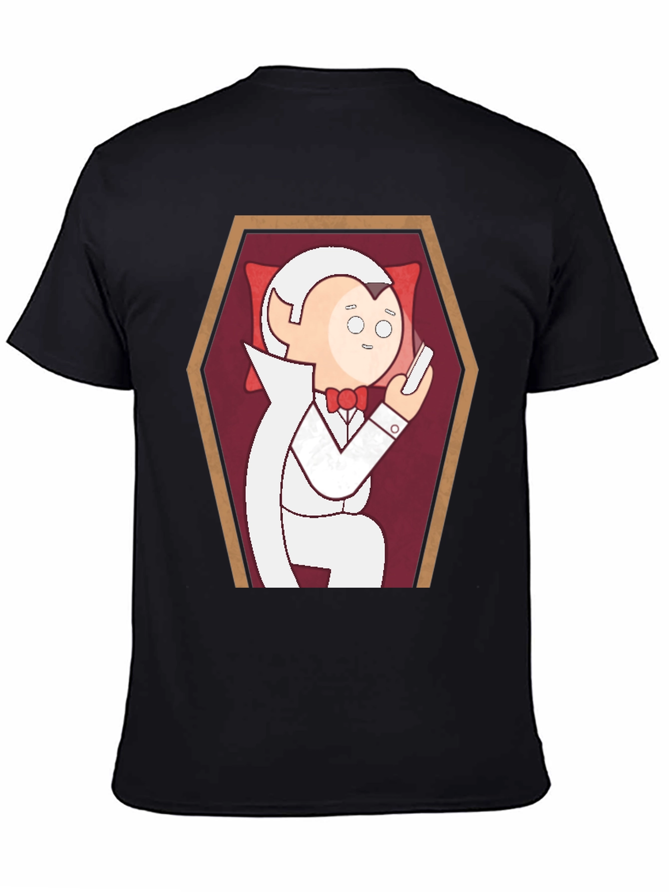 Funny Cartoon Vampire in Coffin Graphic T-Shirt