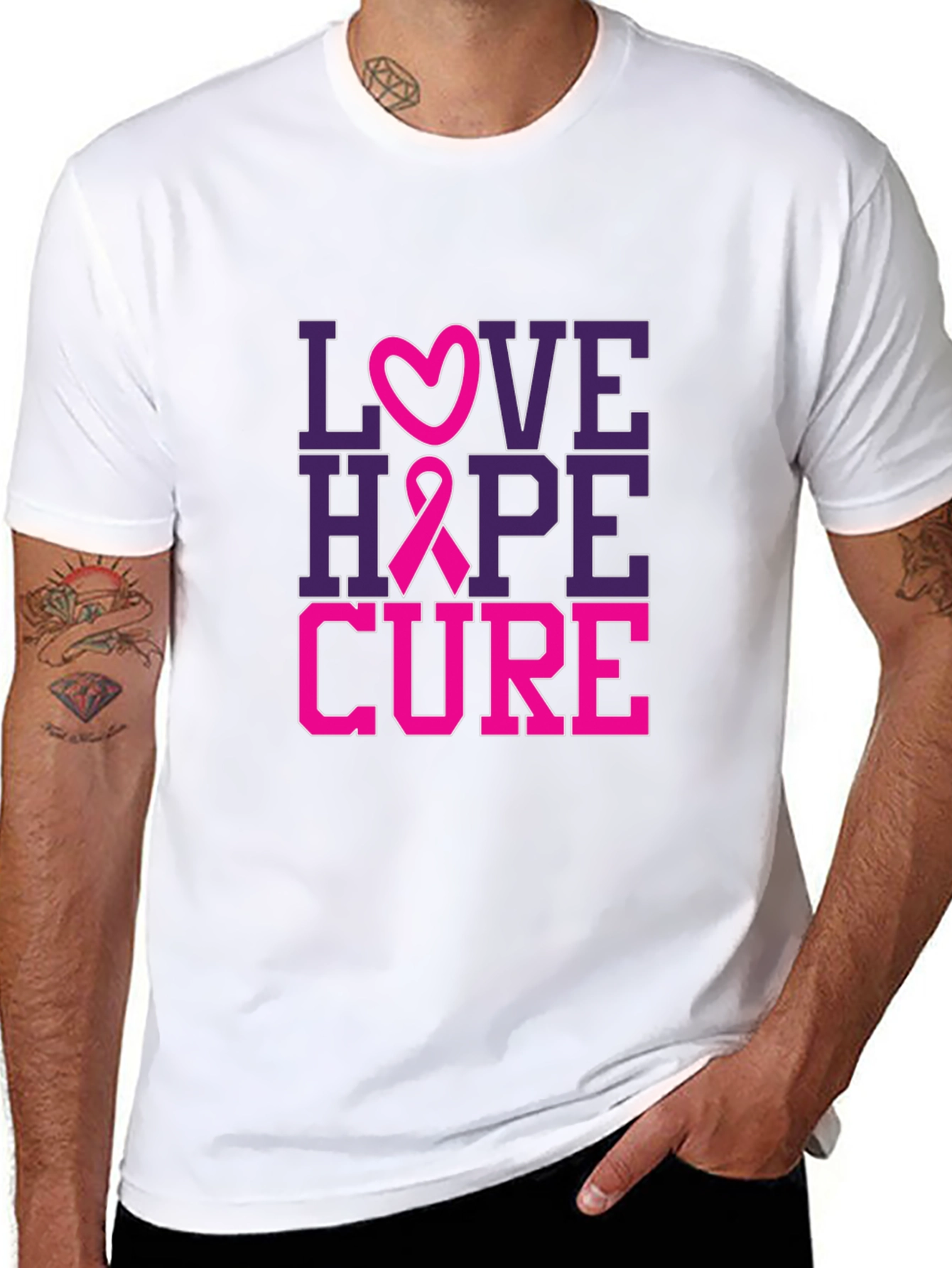 Love Hope Cure Breast Cancer Awareness T-Shirt