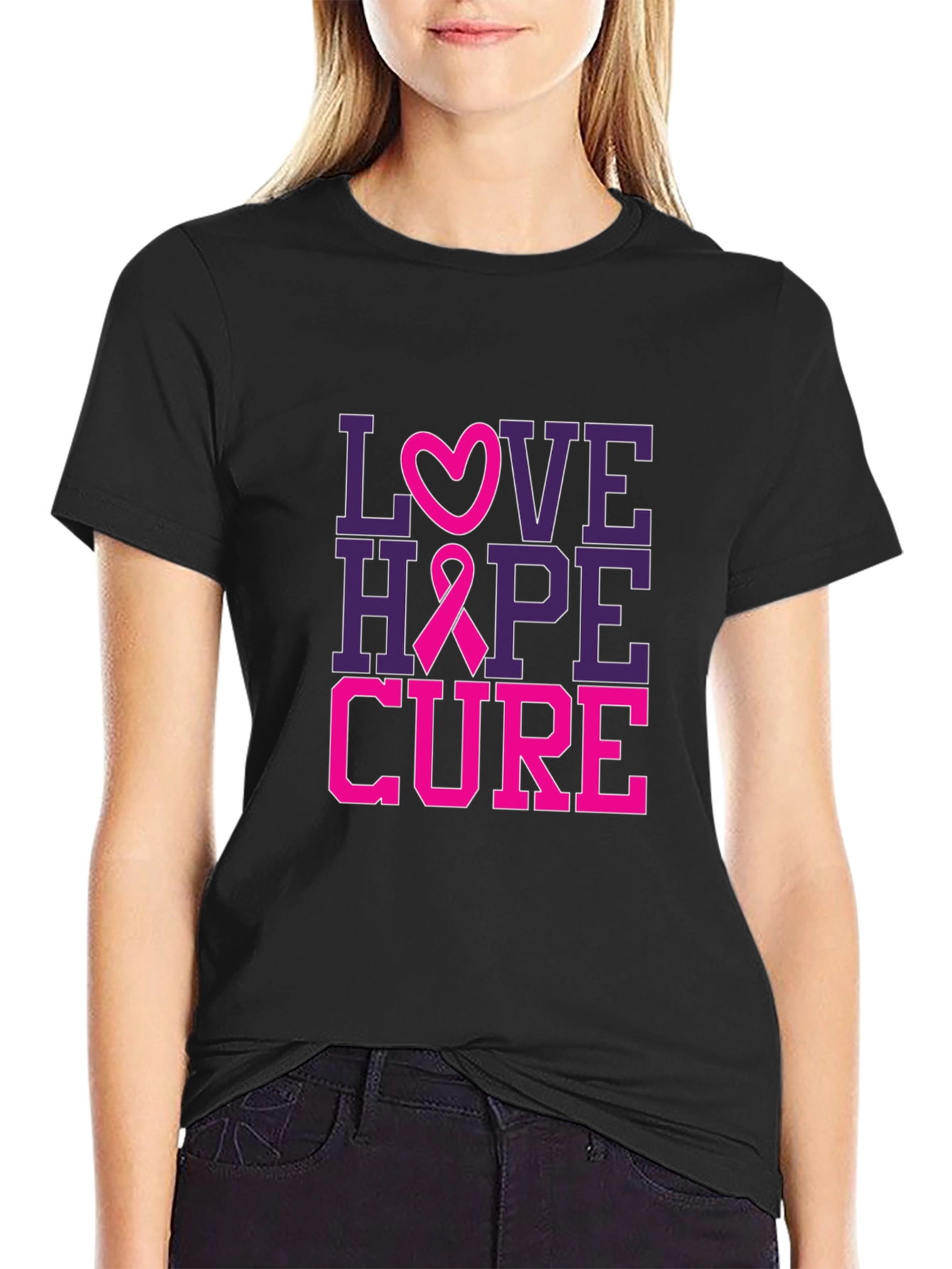 Love Hope Cure Breast Cancer Awareness T-Shirt