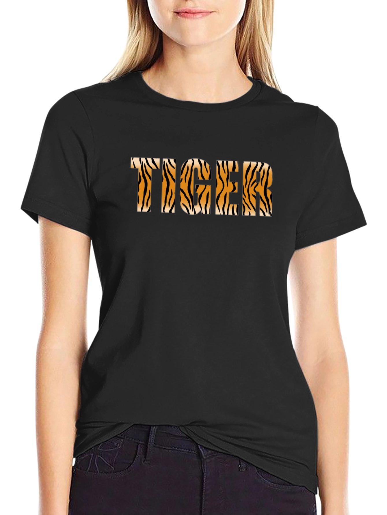 Tiger Print Black T-Shirt