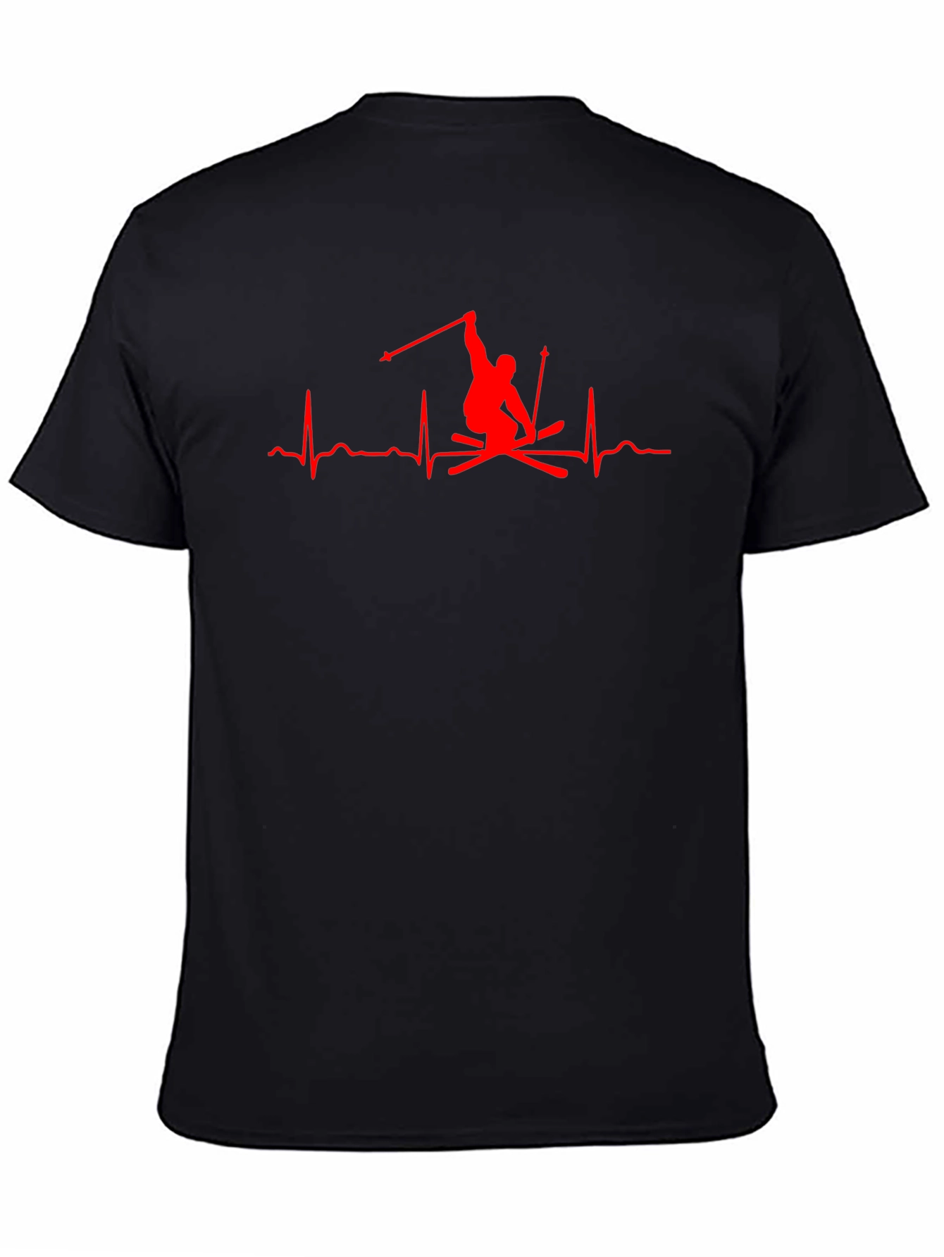 Skier Heartbeat Graphic Tee - Black T-Shirt