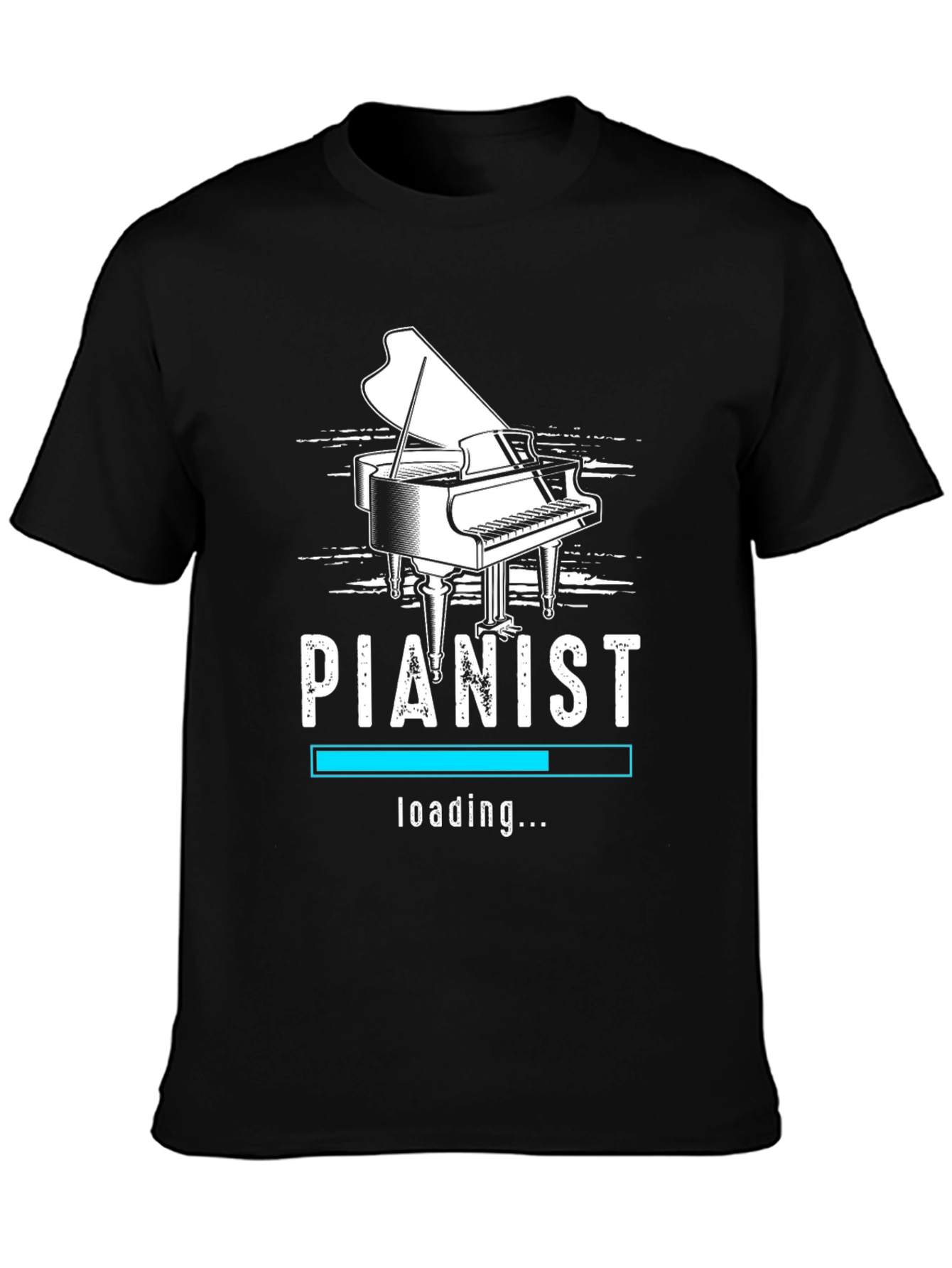 Pianist Loading Black Graphic T-Shirt