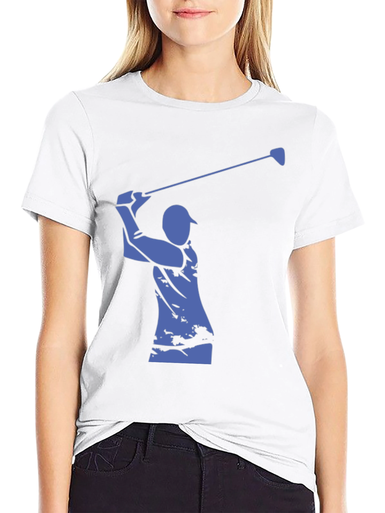 Golfer Silhouette Graphic Tee - Classic Black Cotton Shirt
