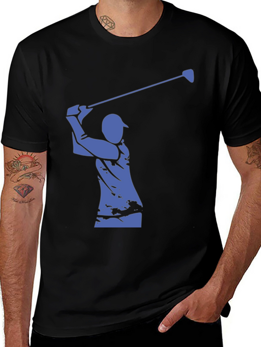 Golfer Silhouette Graphic Tee - Classic Black Cotton Shirt