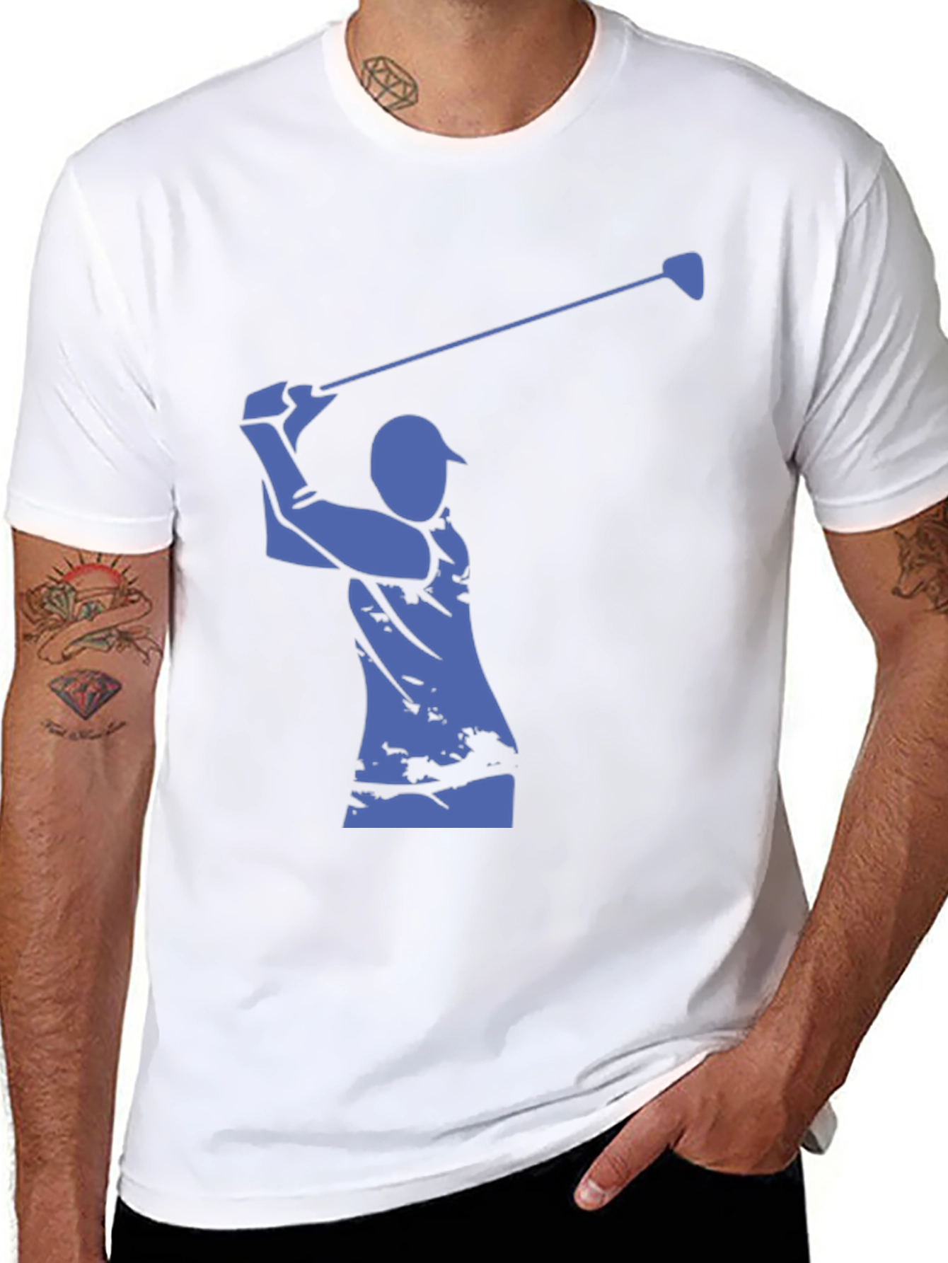 Golfer Silhouette Graphic Tee - Classic Black Cotton Shirt