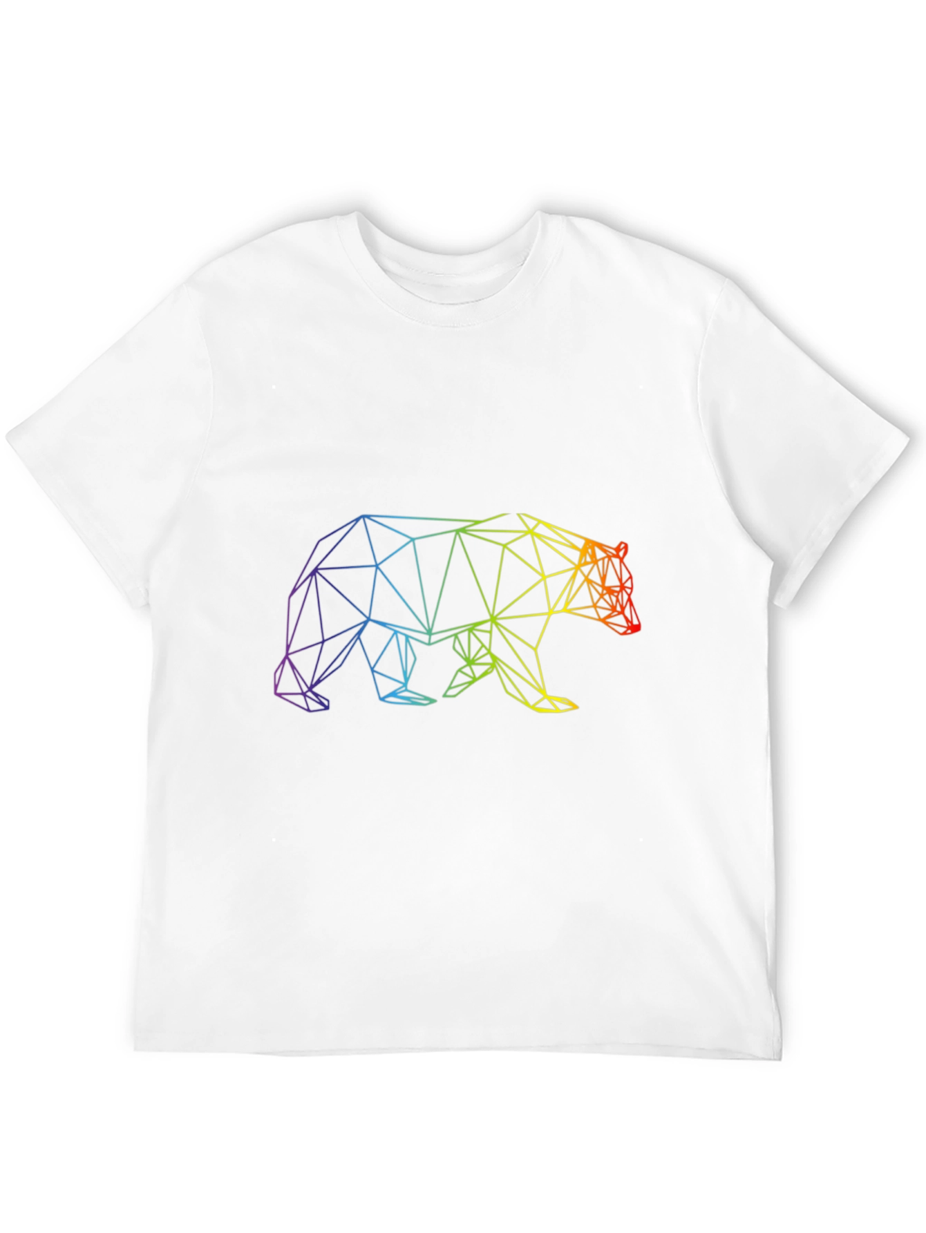 Geometric Rainbow Bear Graphic Tee - Black