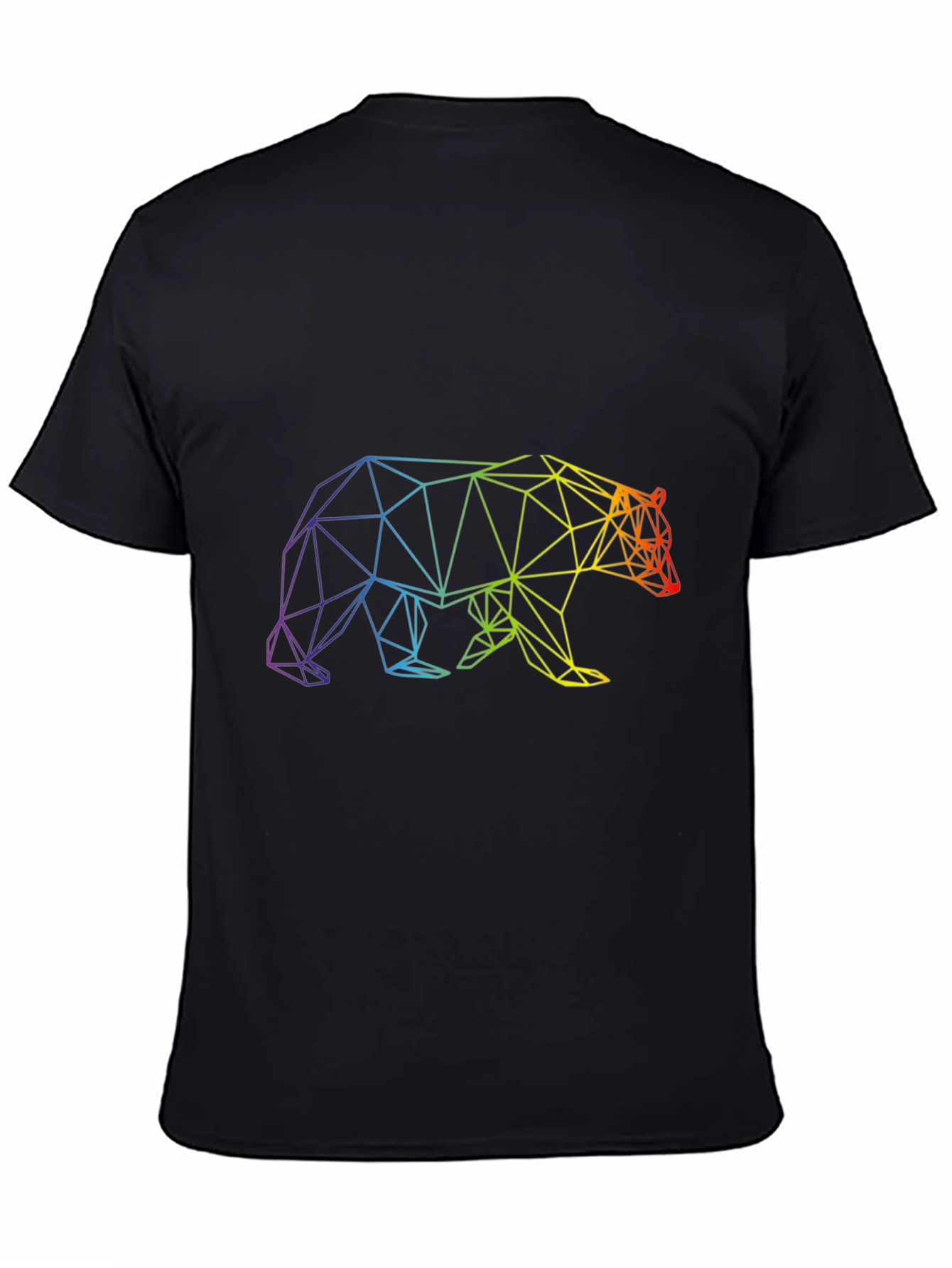 Geometric Rainbow Bear Graphic Tee - Black