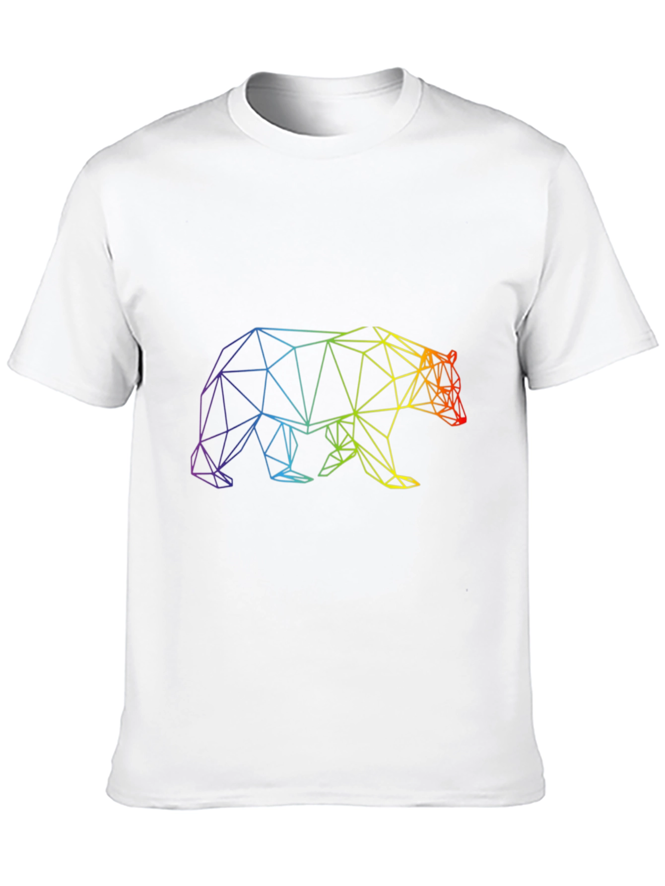 Geometric Rainbow Bear Graphic Tee - Black