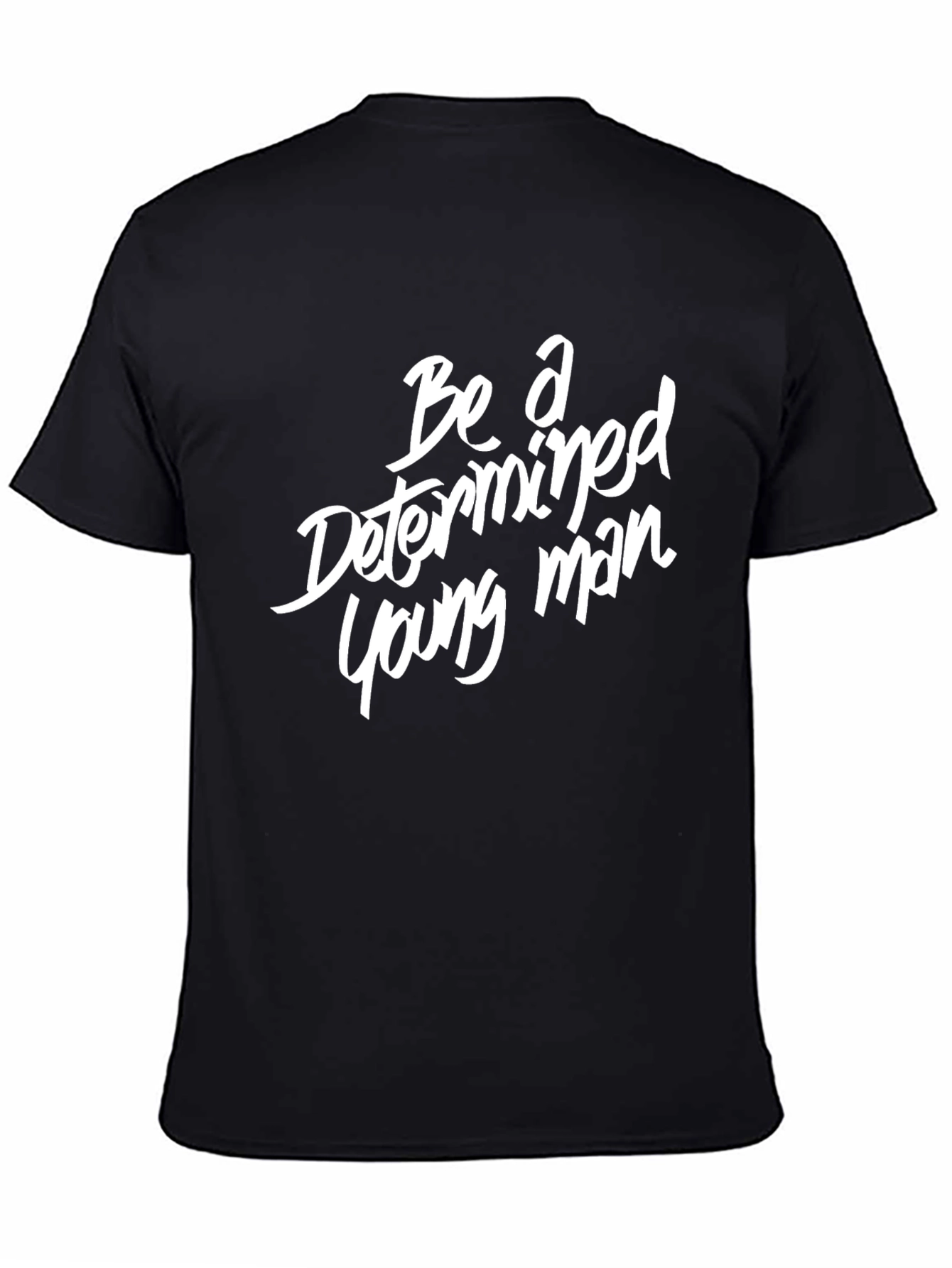Determined Young Man Graphic Tee - Black