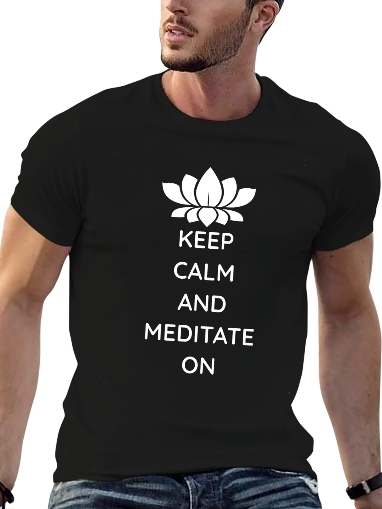 Keep Calm and Meditate On Black T-Shirt