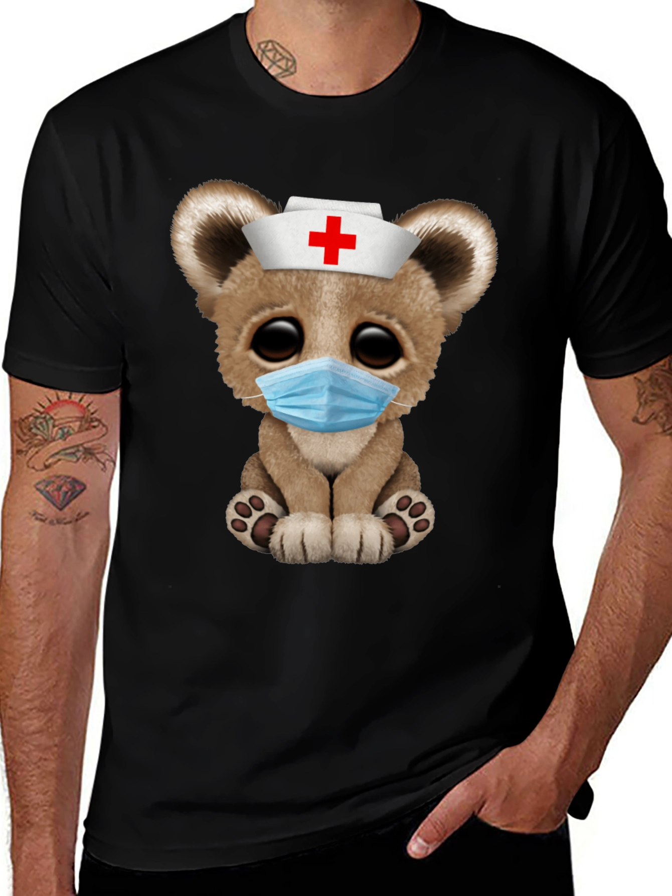 Lion Cub Nurse T-Shirt - Cute Animal Tee