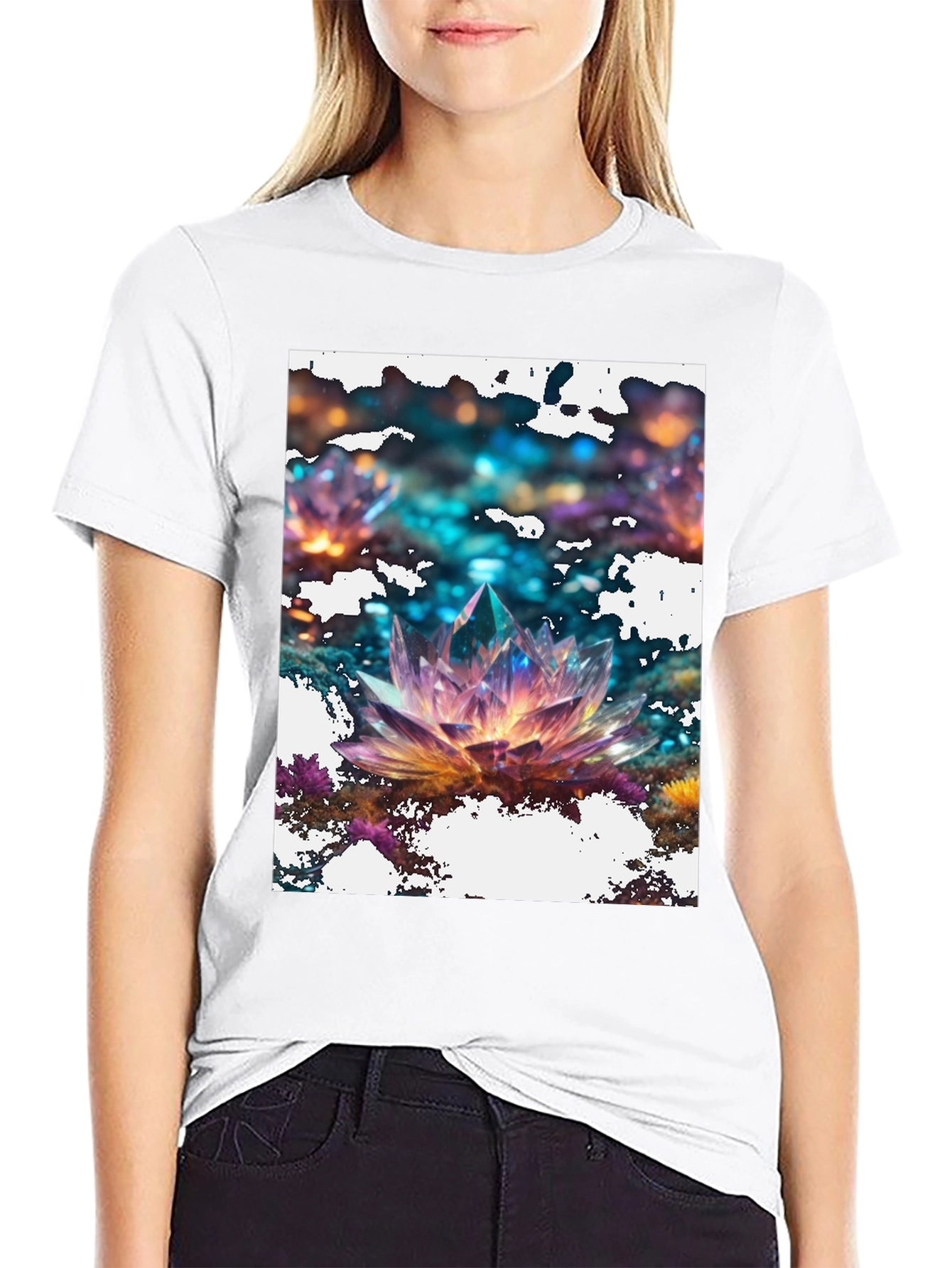 Crystal Lotus Graphic Tee - Mens Black T-Shirt