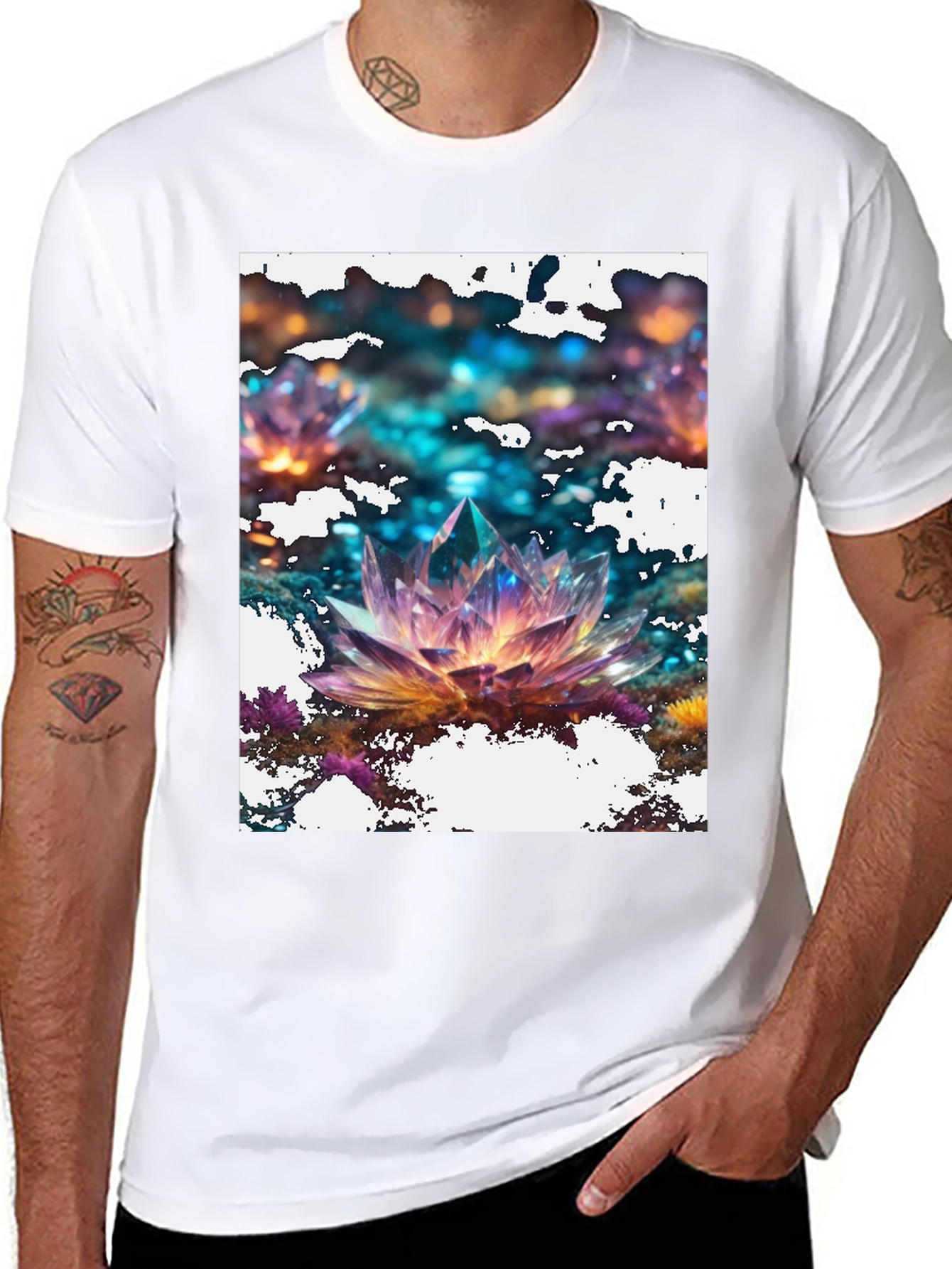 Crystal Lotus Graphic Tee - Mens Black T-Shirt