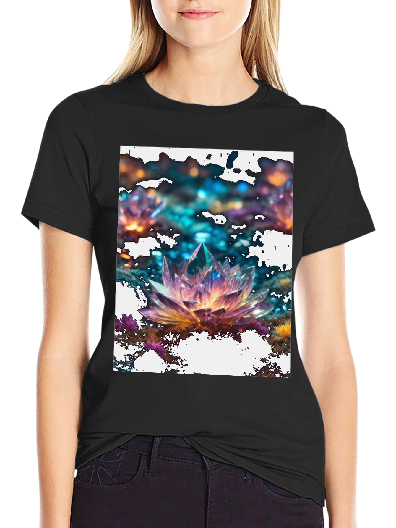 Crystal Lotus Graphic Tee - Mens Black T-Shirt