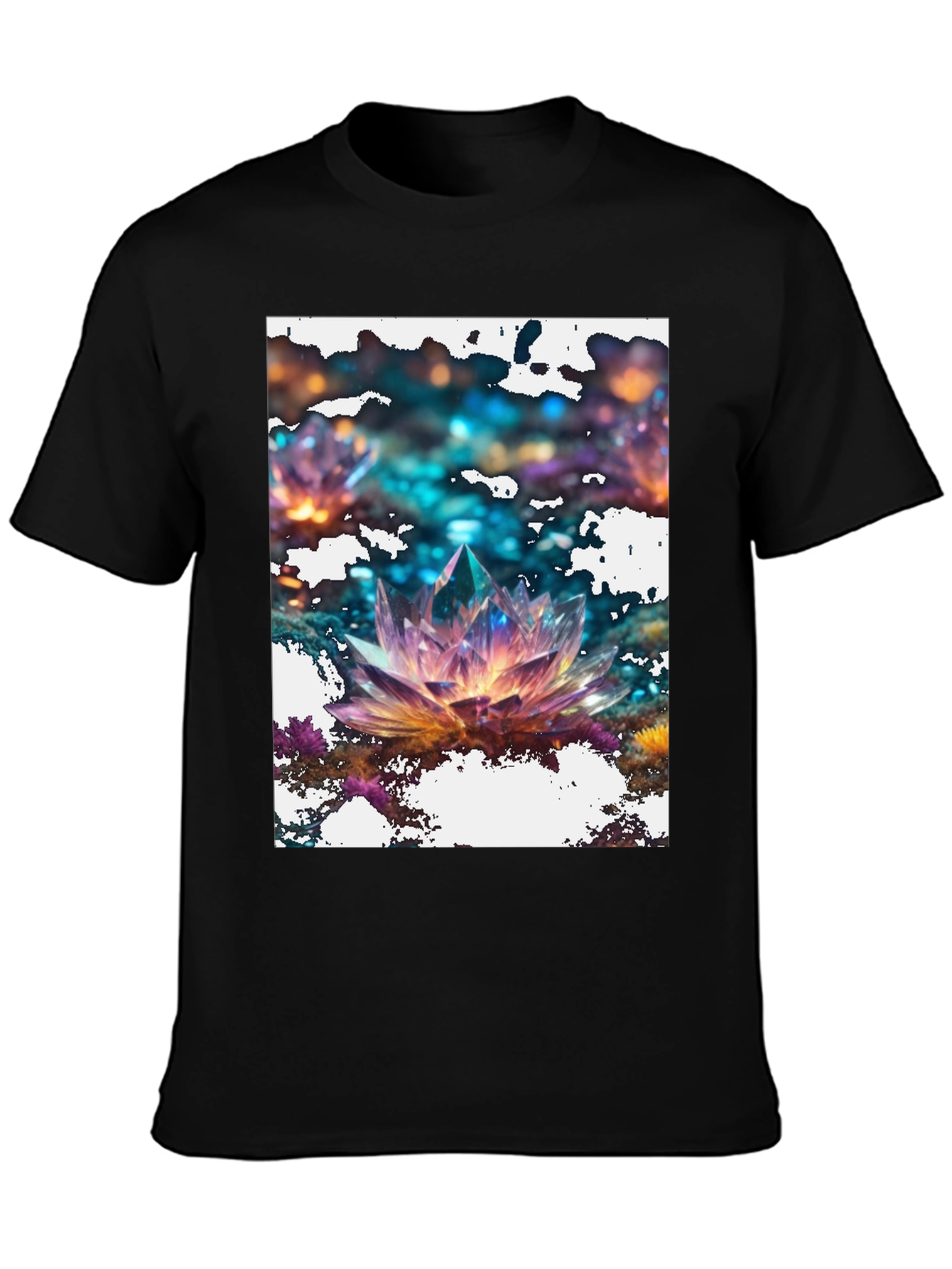 Crystal Lotus Graphic Tee - Mens Black T-Shirt