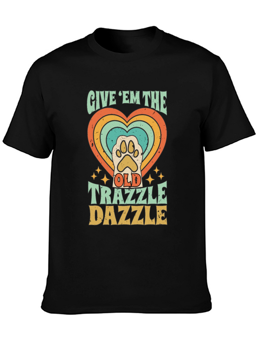 Retro Trazzle Dazzle Pet Paw Heart T-Shirt