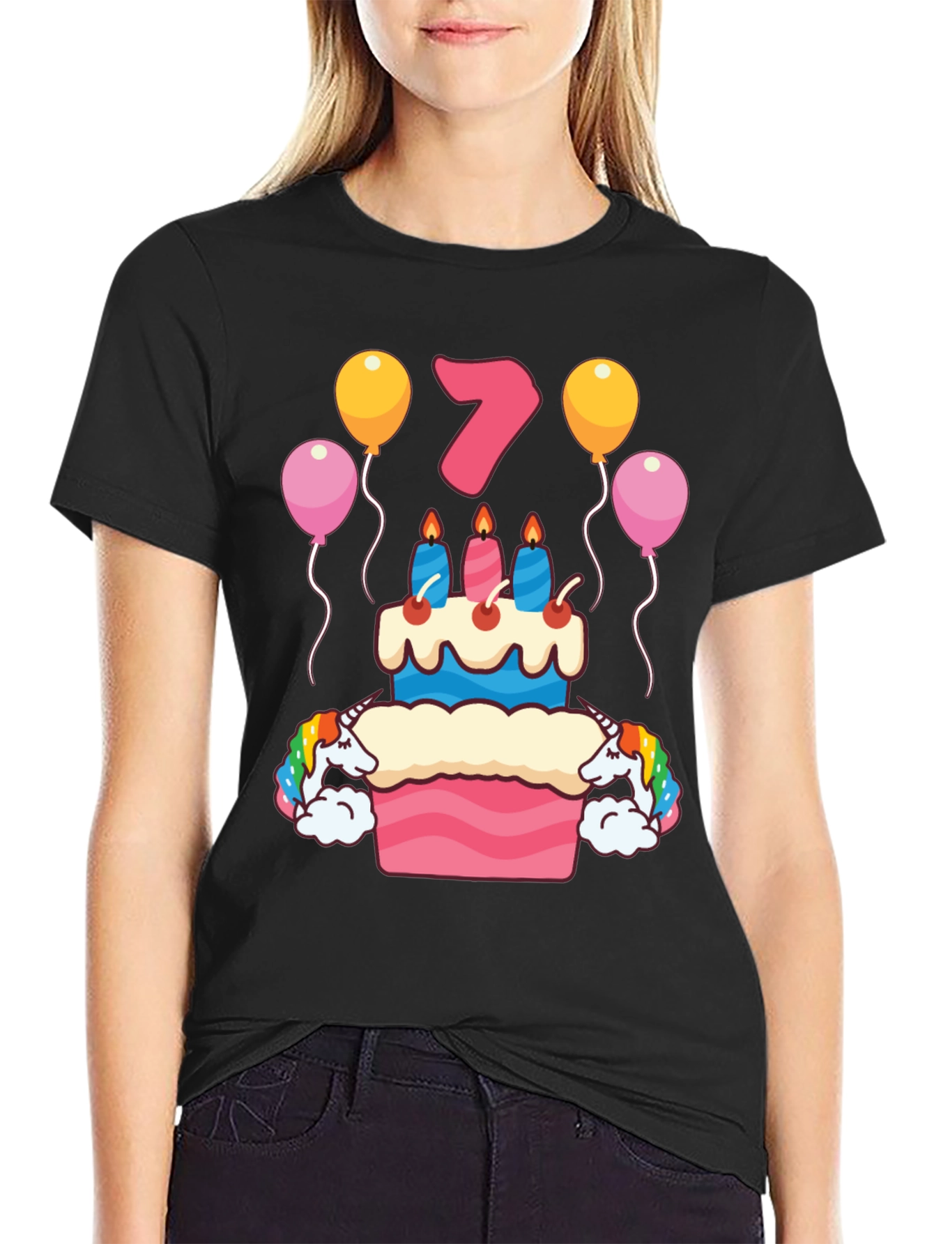 Birthday 7 Unicorn Cake T-Shirt