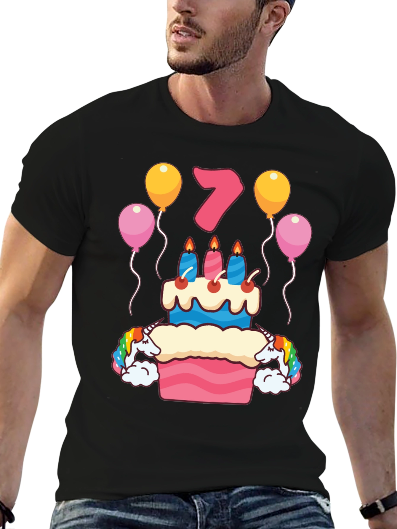 Birthday 7 Unicorn Cake T-Shirt