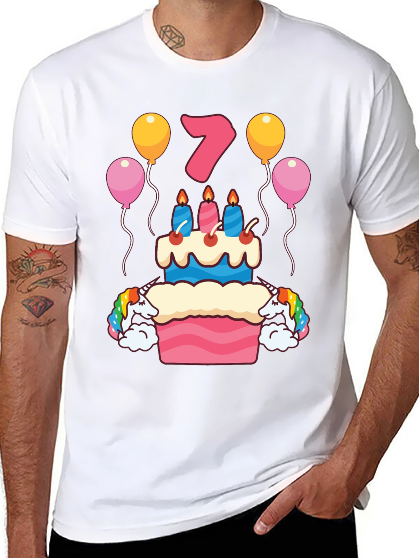 Birthday 7 Unicorn Cake T-Shirt